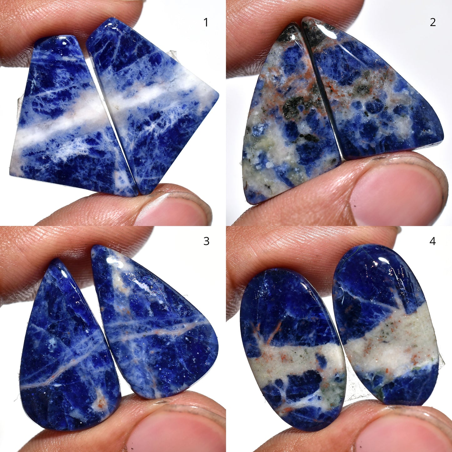Natural Blue Sodalite Gemstone Pair – Semi-Precious Earrings for Jewelry Making
