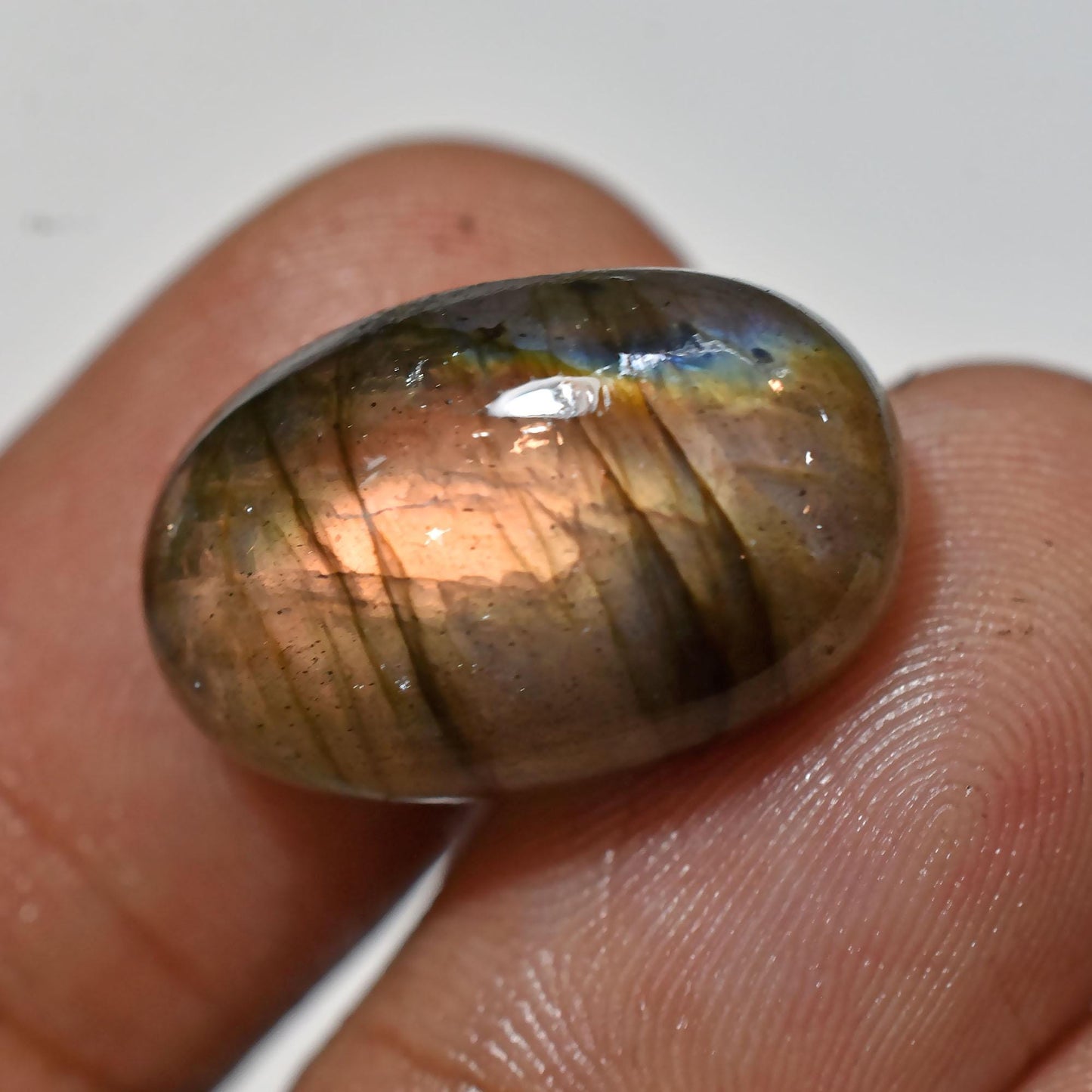 Brown Labradorite Gemstone – Small Cabochon Stone for Rings, Healing Crystal