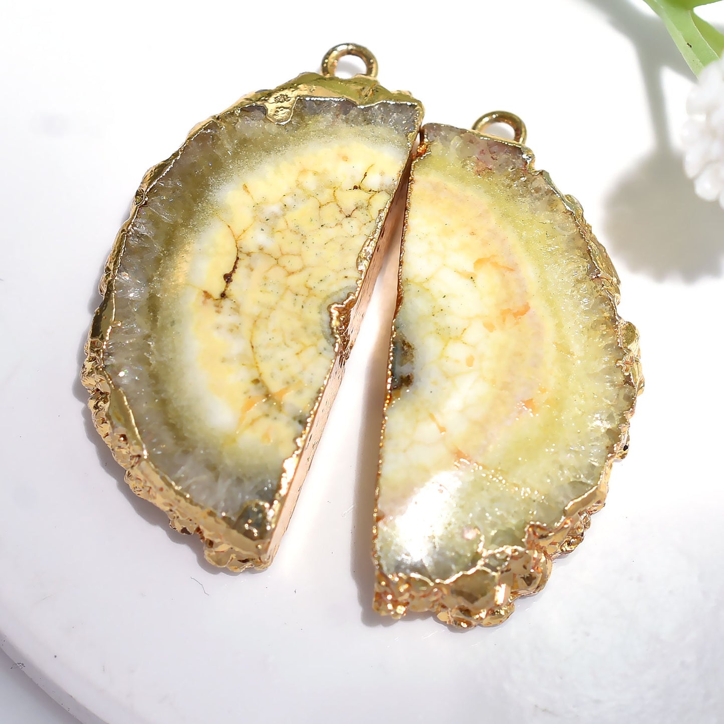 Slice Quartz Handmade Earrings Pair | Fancy Solar Quartz Gemstone for Women