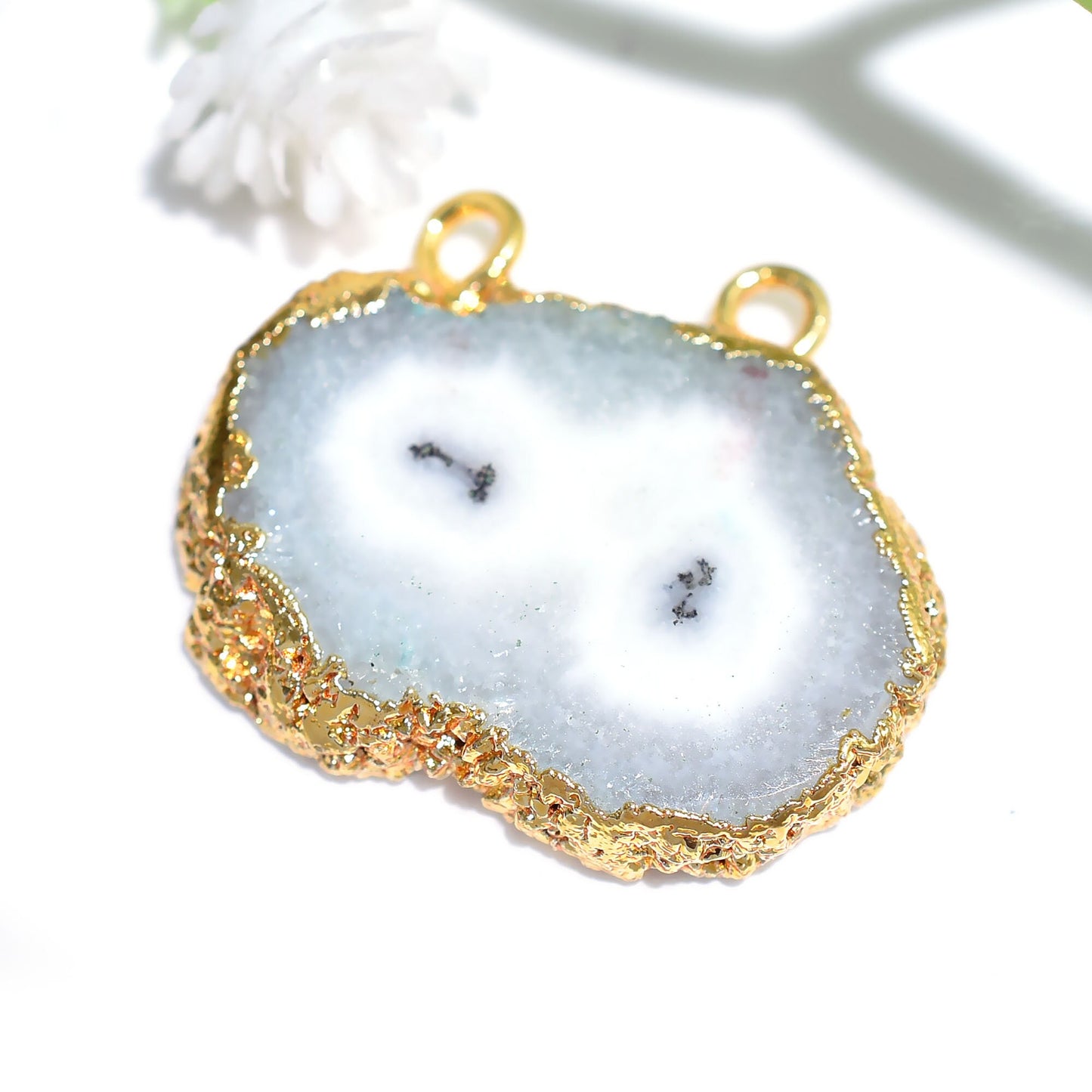 Pretty Pink Gemstone Solar Quartz Pendant | Purple Crystal Quartz Double Bail Pendant
