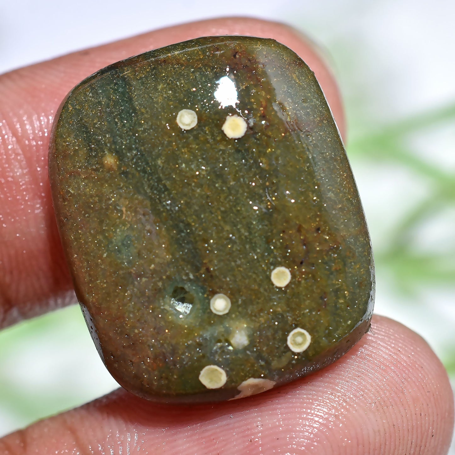 Natural Ocean Jasper Cabochon, Mixed Shape Loose Flat Back Green Jasper for Jewelry Making