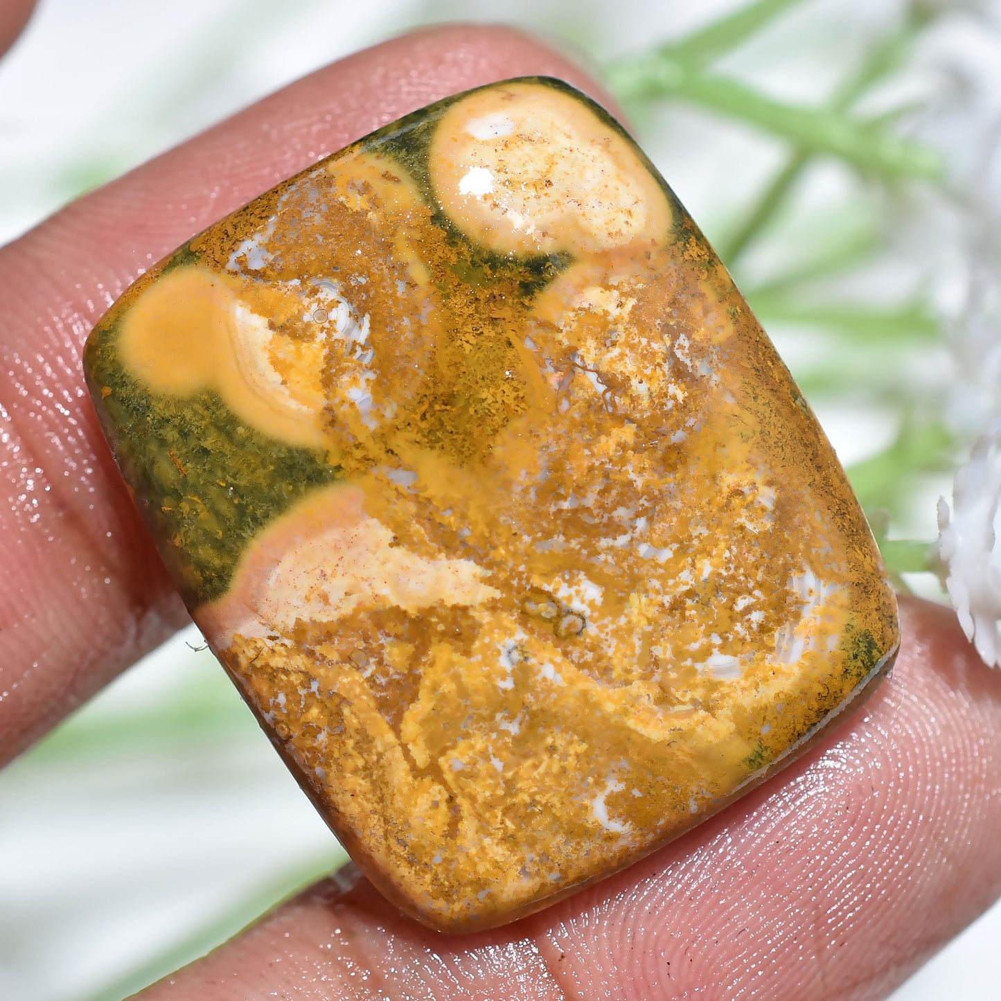 Natural Ocean Jasper Cabochon, Mixed Shape Loose Flat Back Green Jasper for Jewelry Making