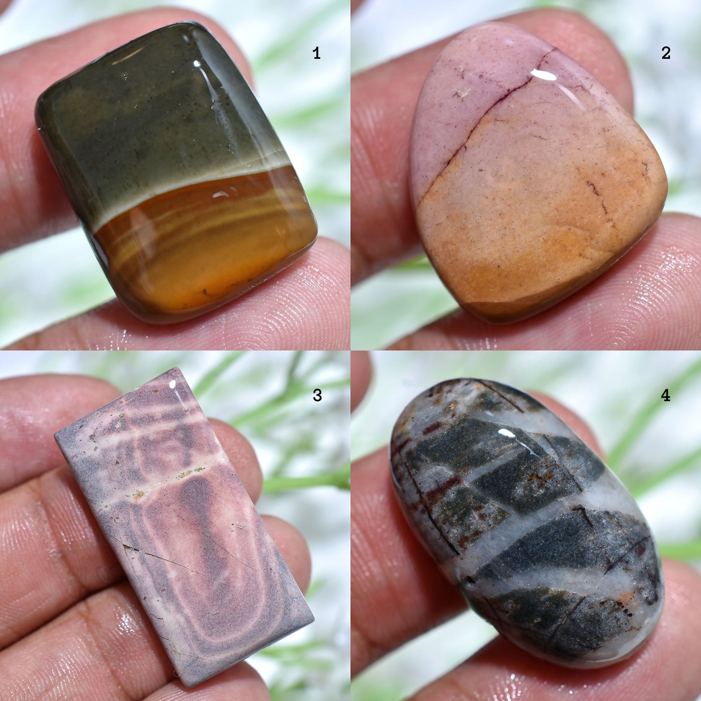 Natural Mix Jasper Cabochons – Smooth Mixed Shape Jasper for Pendants, Wholesale Loose Stones
