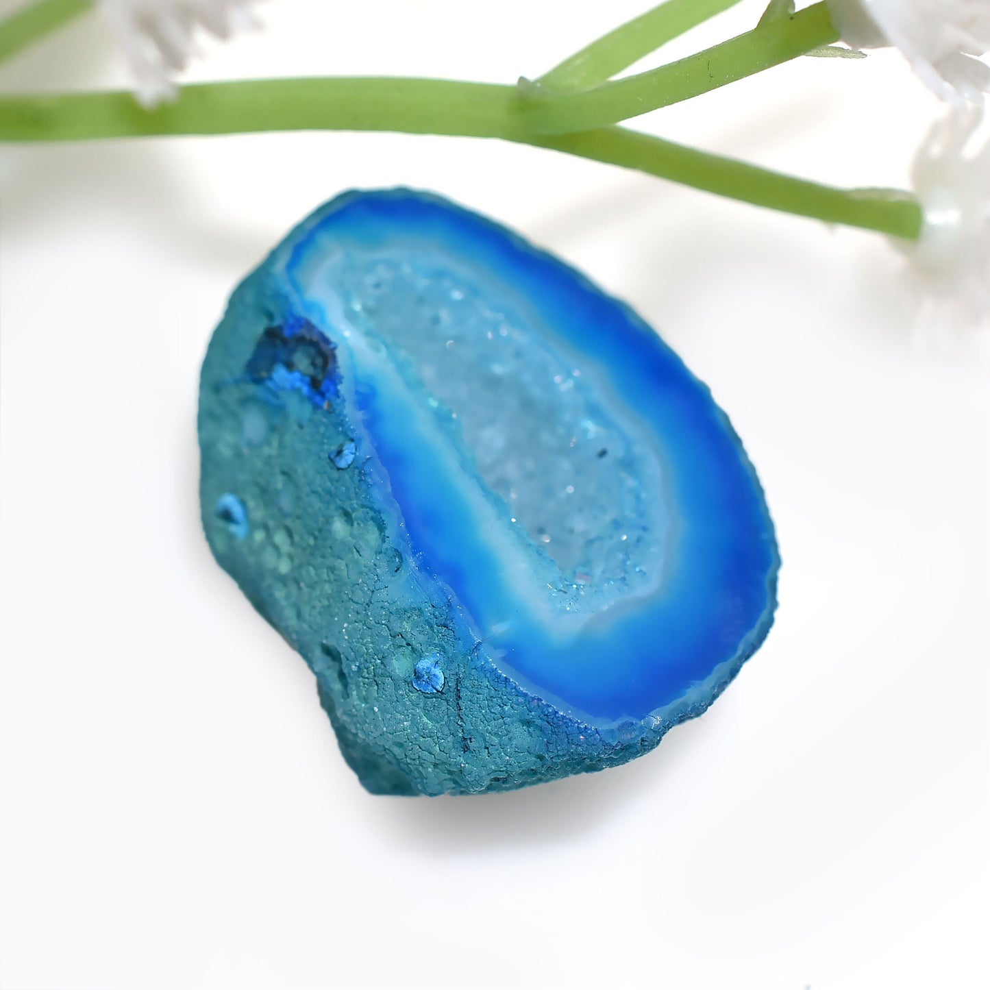 Beautiful Solar Quartz Druzy Cabochon – Fancy Shaped Dyed Window Druzy Agate