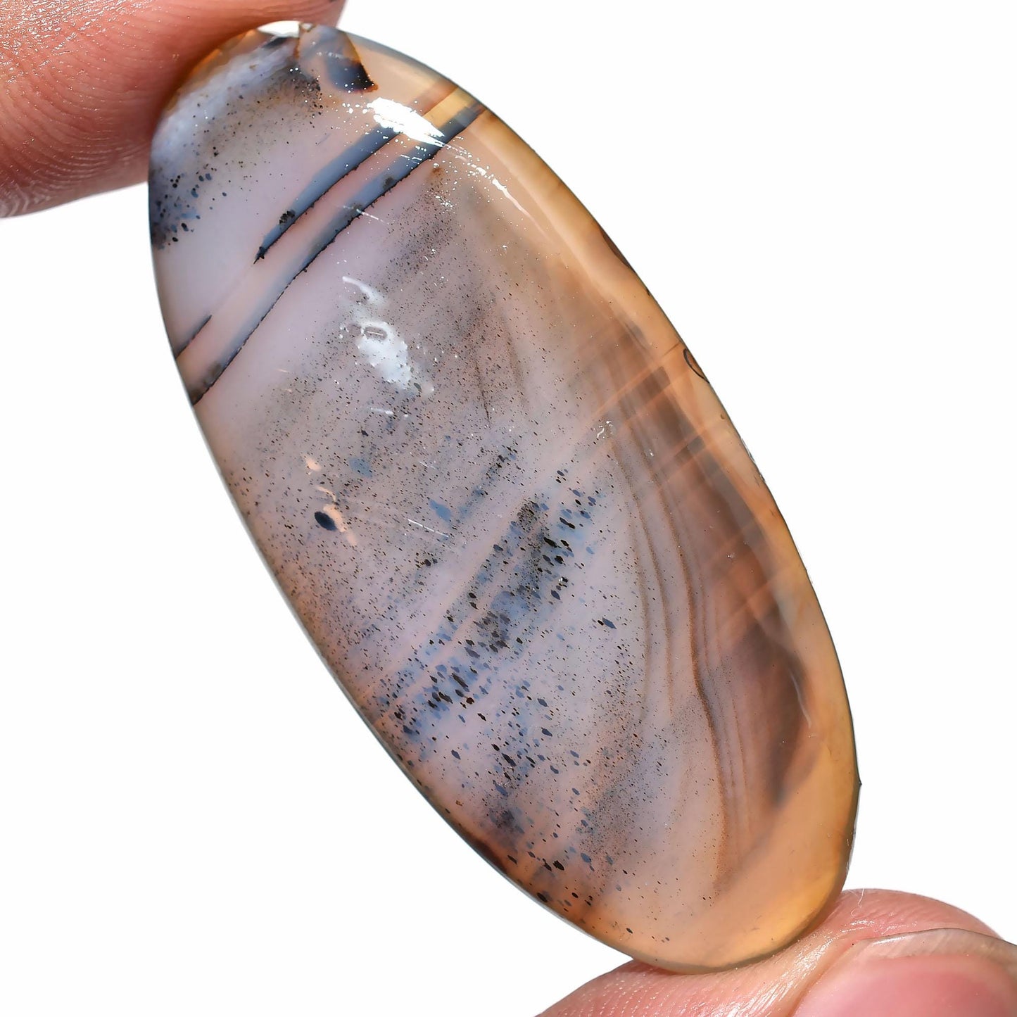 High-Quality Montana Agate Stone – Oval Smooth Cabochon for DIY Jewelry