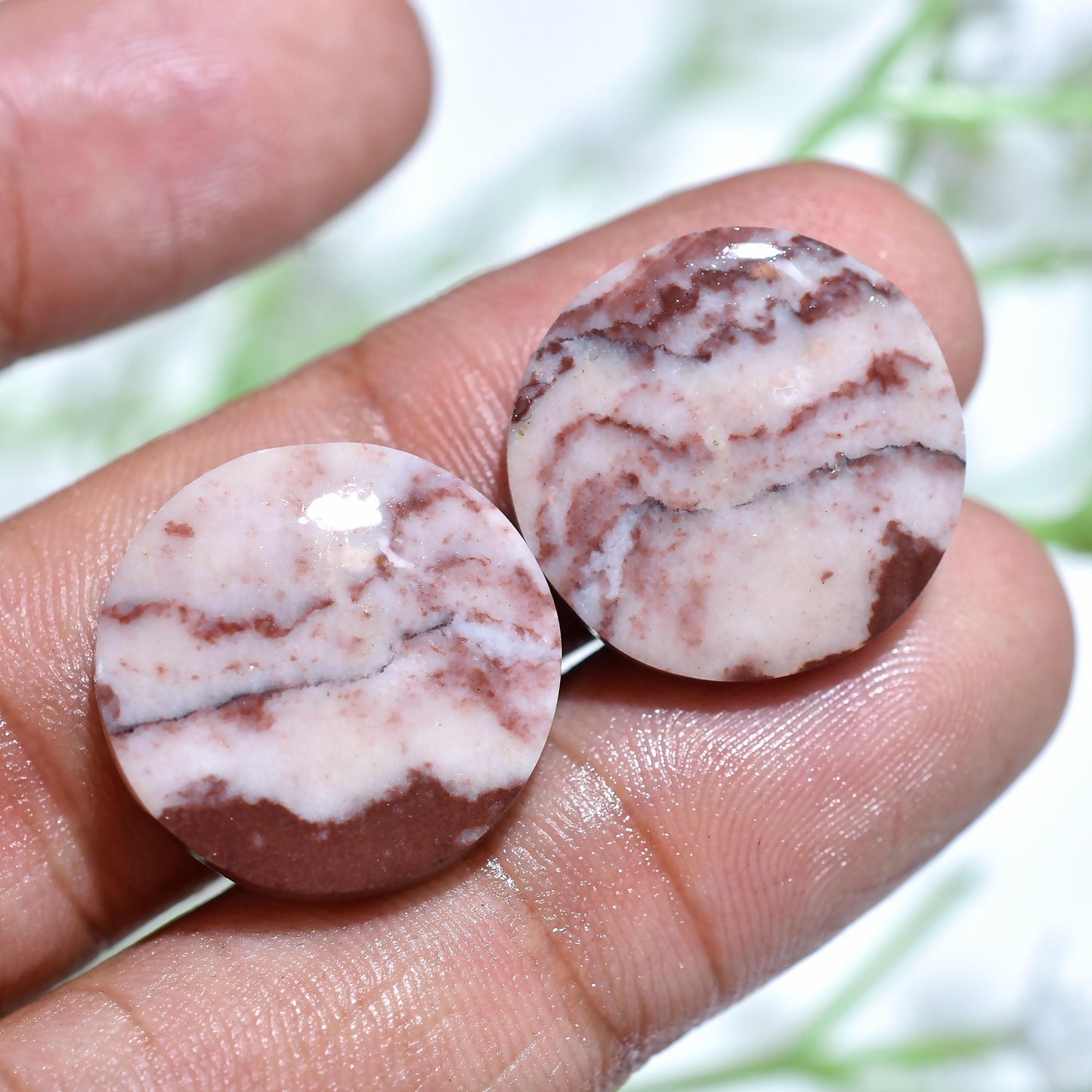 Natural Coconut Jasper Gemstone Pair – Oval, Pear & Round Shaped Loose Stones for Jewelry