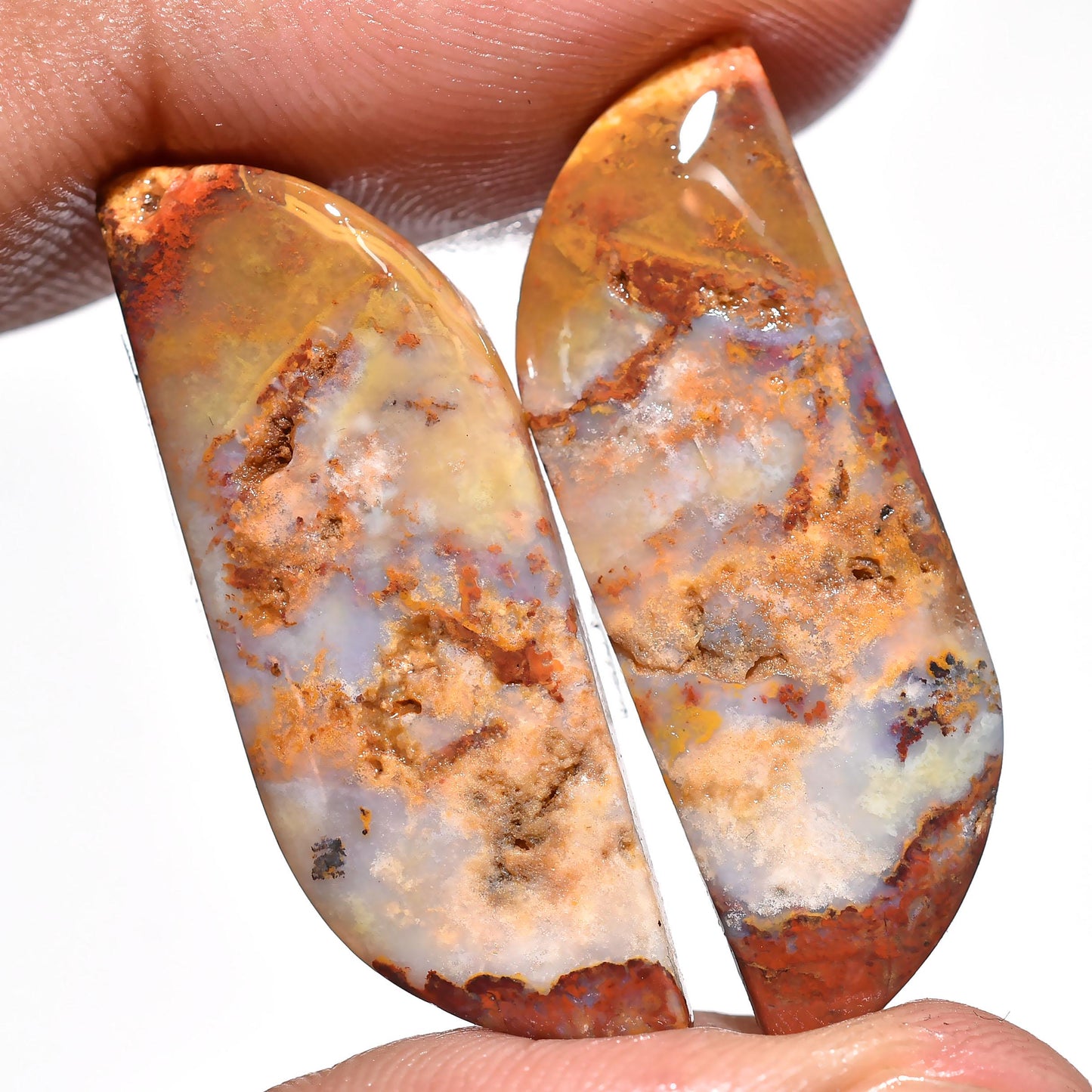 Exclusive Rare Jasper Pair – Smooth Fancy Shaped Gemstones for Custom Jewelry