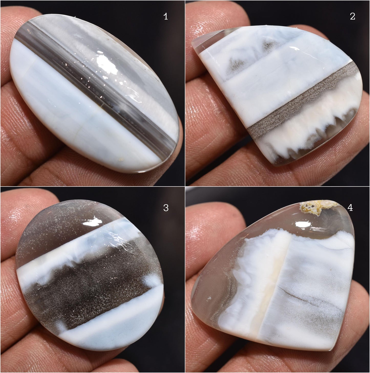 Natural Owyhee Blue Opal Cabochons – Mixed Shape Loose Gemstones for Pendants