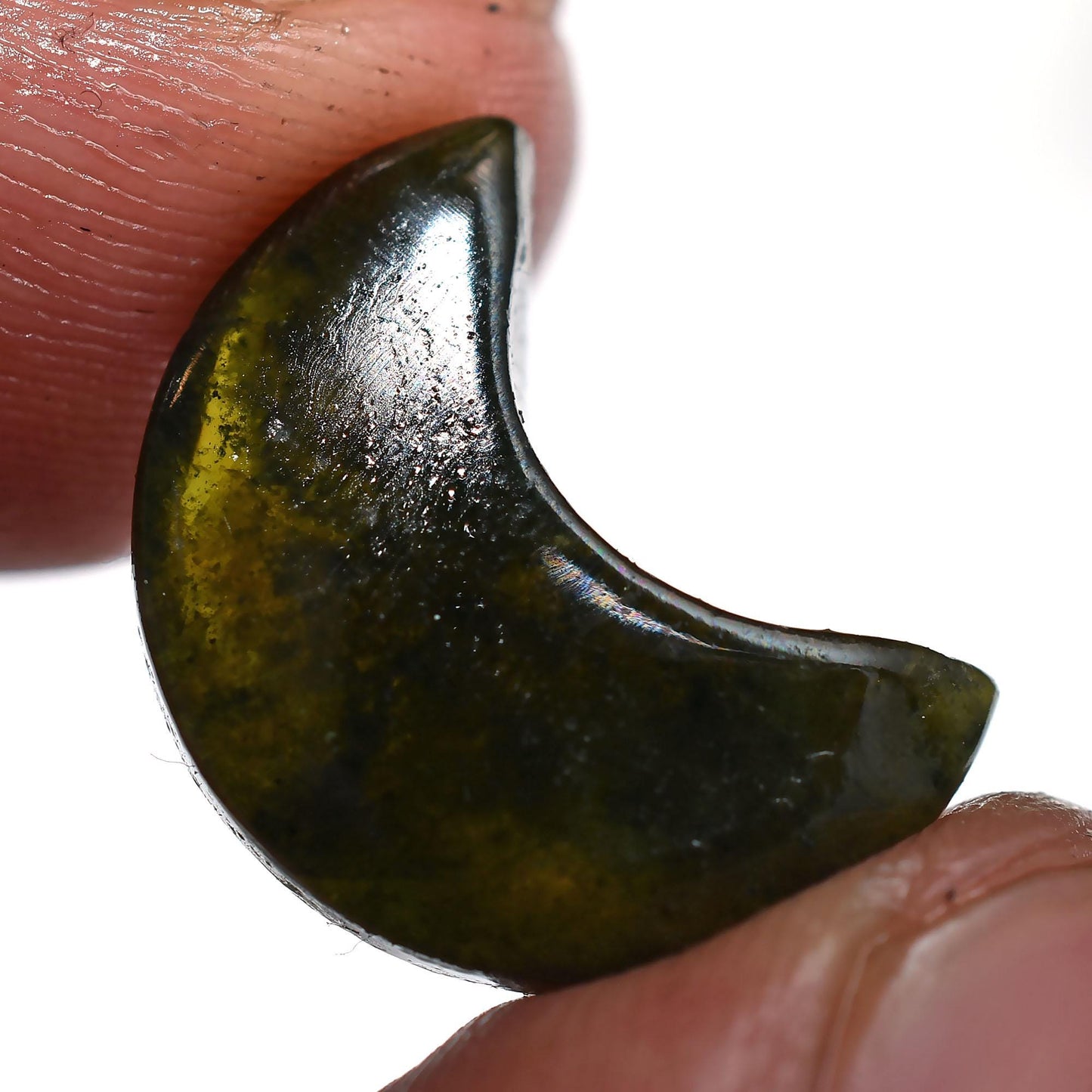Natural Mix Jasper Moon Cabochon – Crescent Moon Carving, Smooth Half Moon Crystal