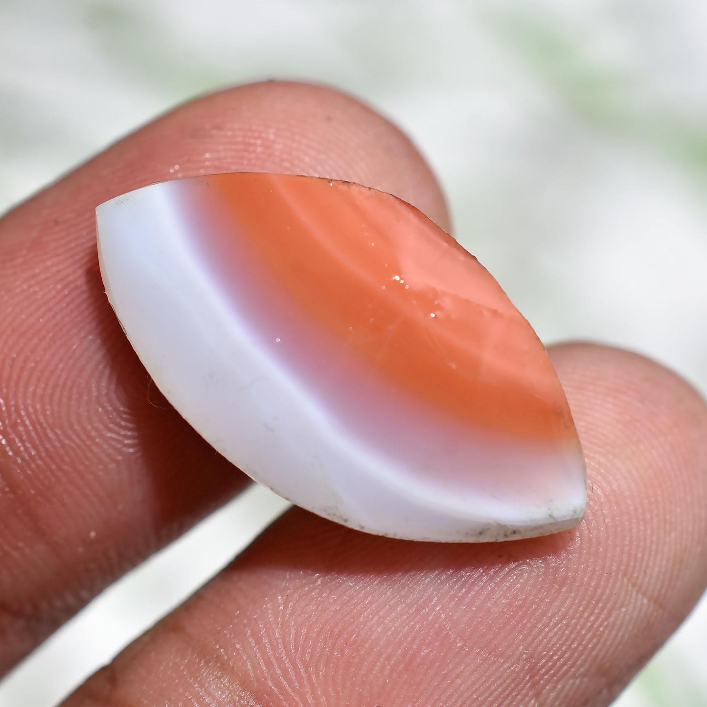 Orange Agate Cab – Marquise Shaped Polished Smooth Gemstone