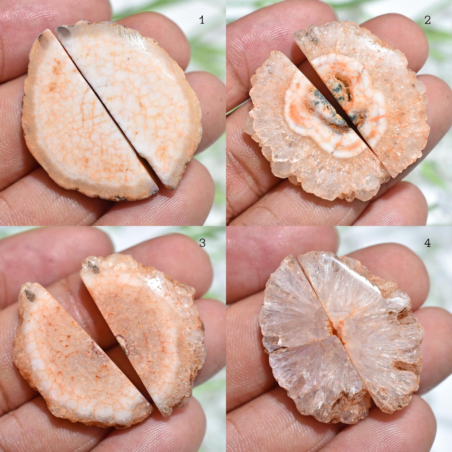 Matching Solar Quartz Pair – White Crystal Cabochon, Fancy Shape for Dangle Earrings & DIY Jewelry