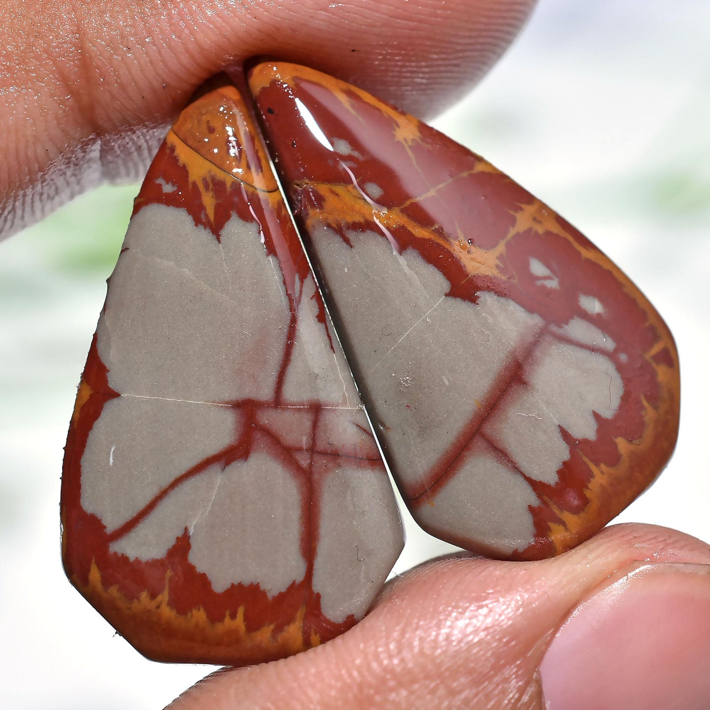 Natural Noreena Jasper Pair – Matched Oval Shape Cabochon for Earrings & Jewelry Making