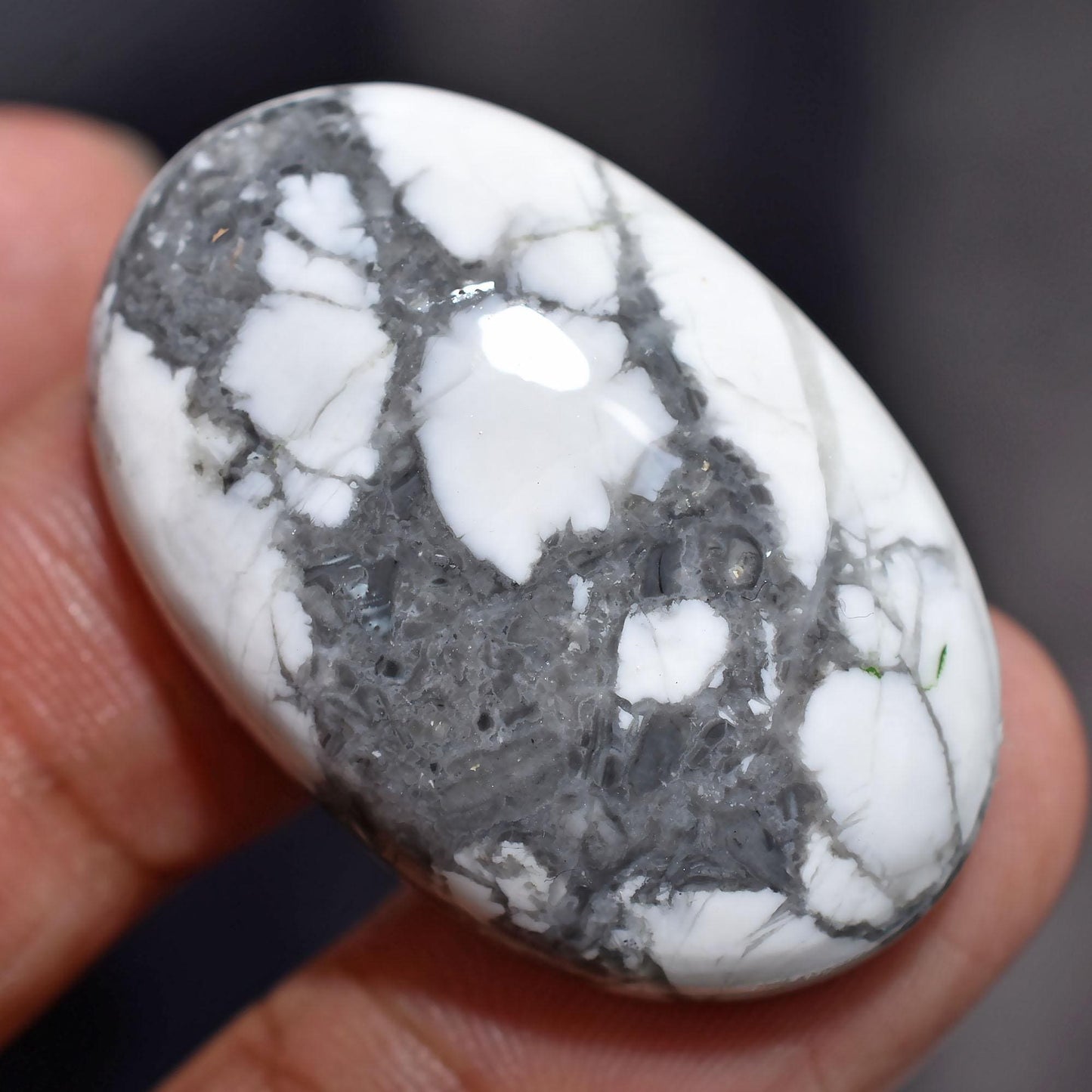 Natural Howlite Cabs – Oval Shaped White Howlite Smooth Flat Back Crystal for Pendant Making