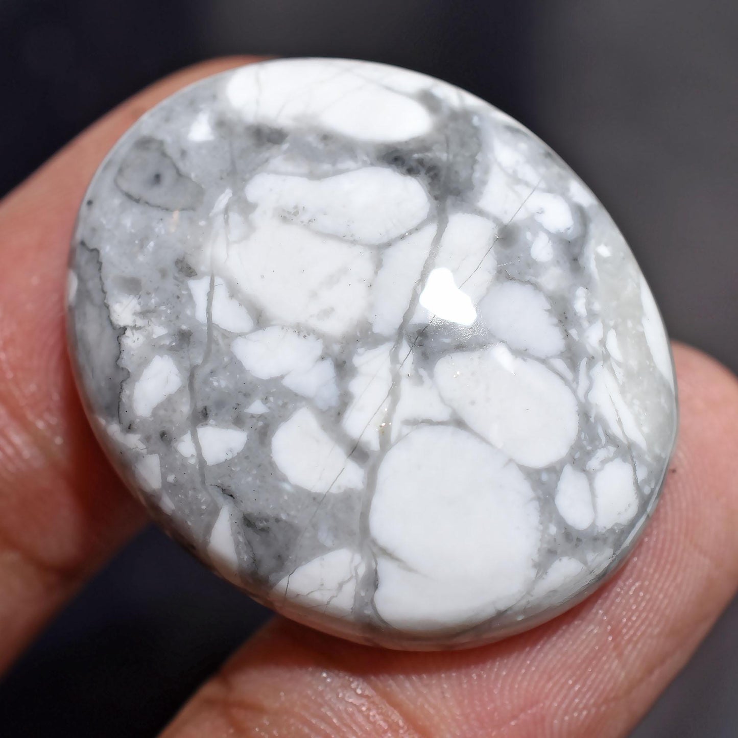High Quality Howlite Cabochons - Oval Shaped Smooth Flat Back Crystals for Pendant Making