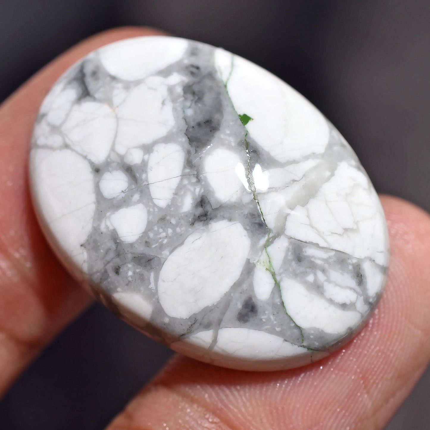 Amazing White Howlite Gemstone - Oval Shaped Smooth Cabochon for Pendant Making