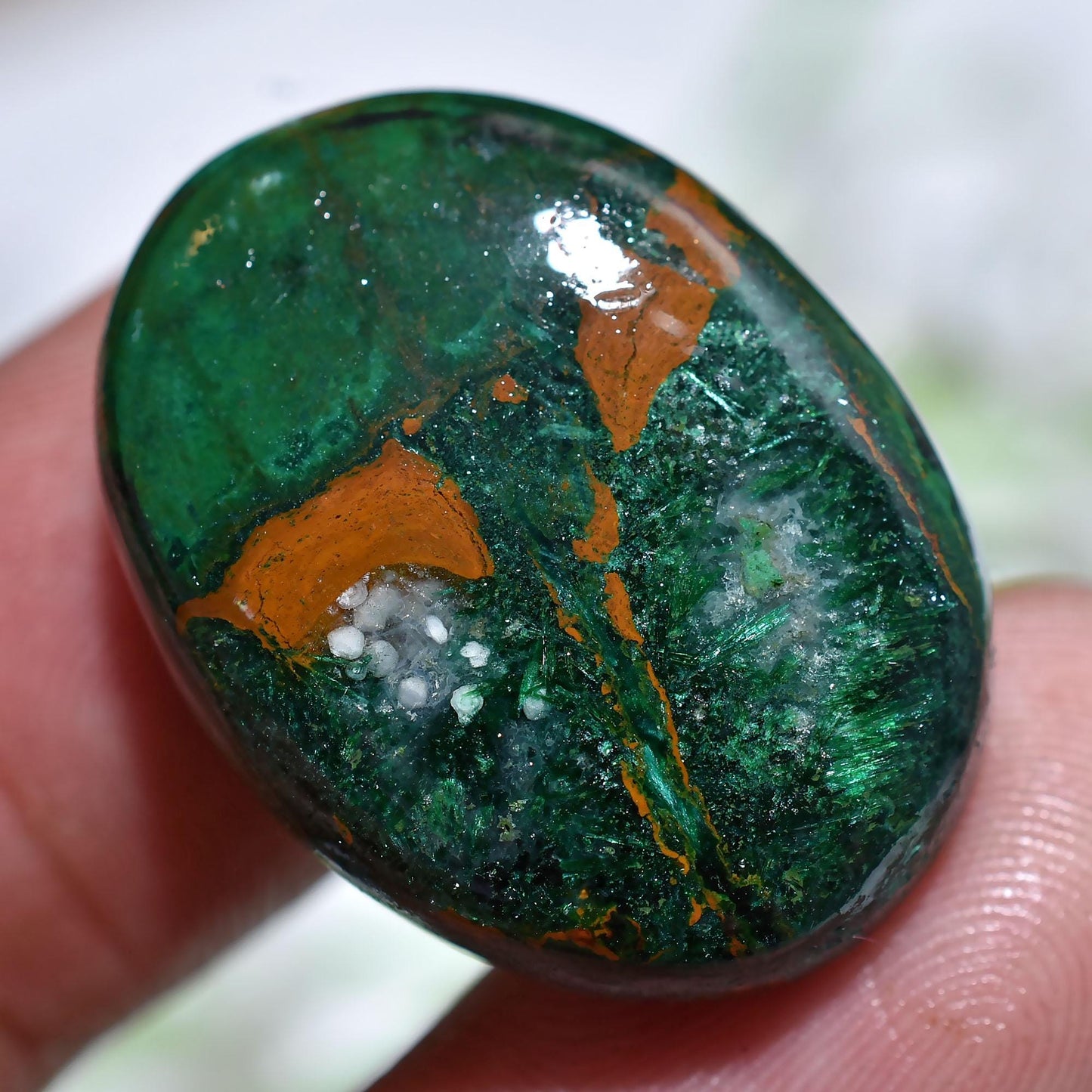 Natural Chrysocolla Cabochons, Oval Shaped Smooth Polished Gemstone For Jewelry
