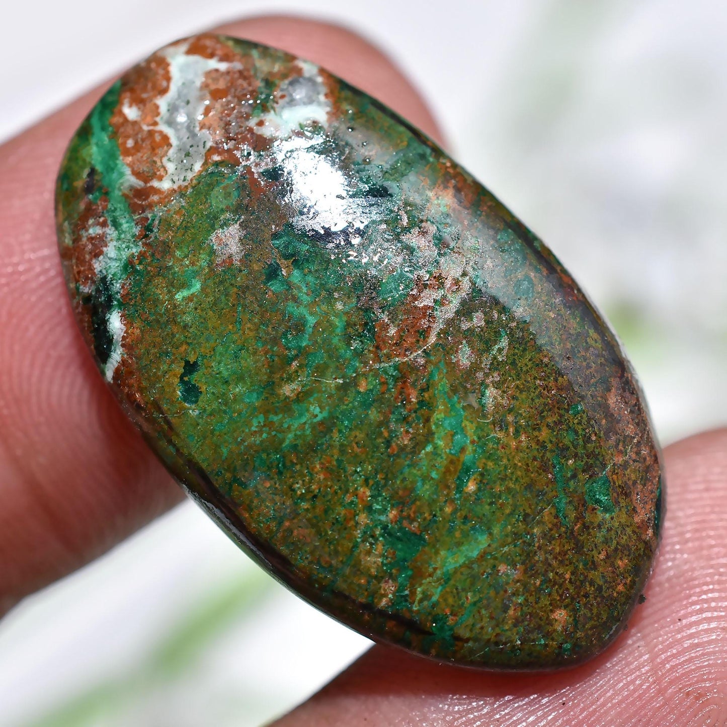 Natural Chrysocolla Cabochons, Oval Shaped Smooth Polished Gemstone For Jewelry