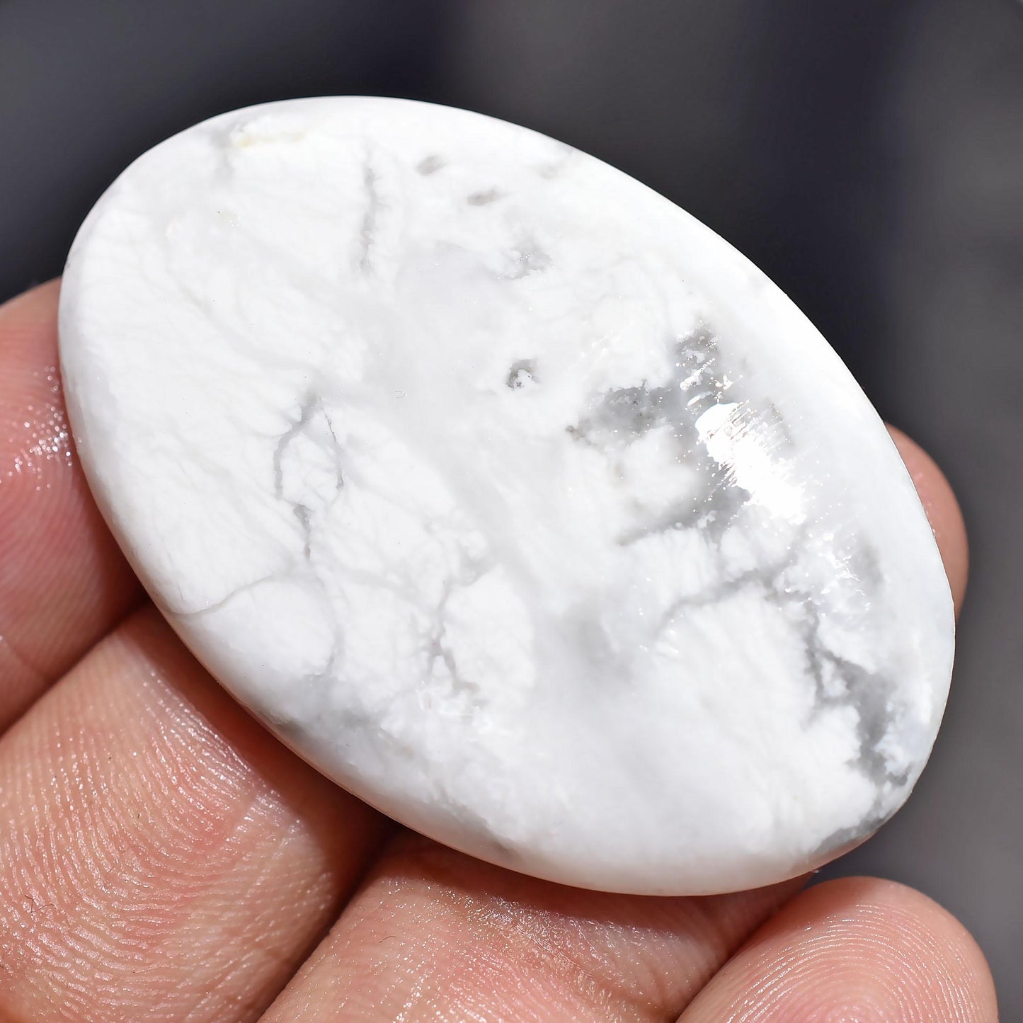 White Howlite Gemstone - Oval & Pear Shaped Smooth Cabochons for Jewelry