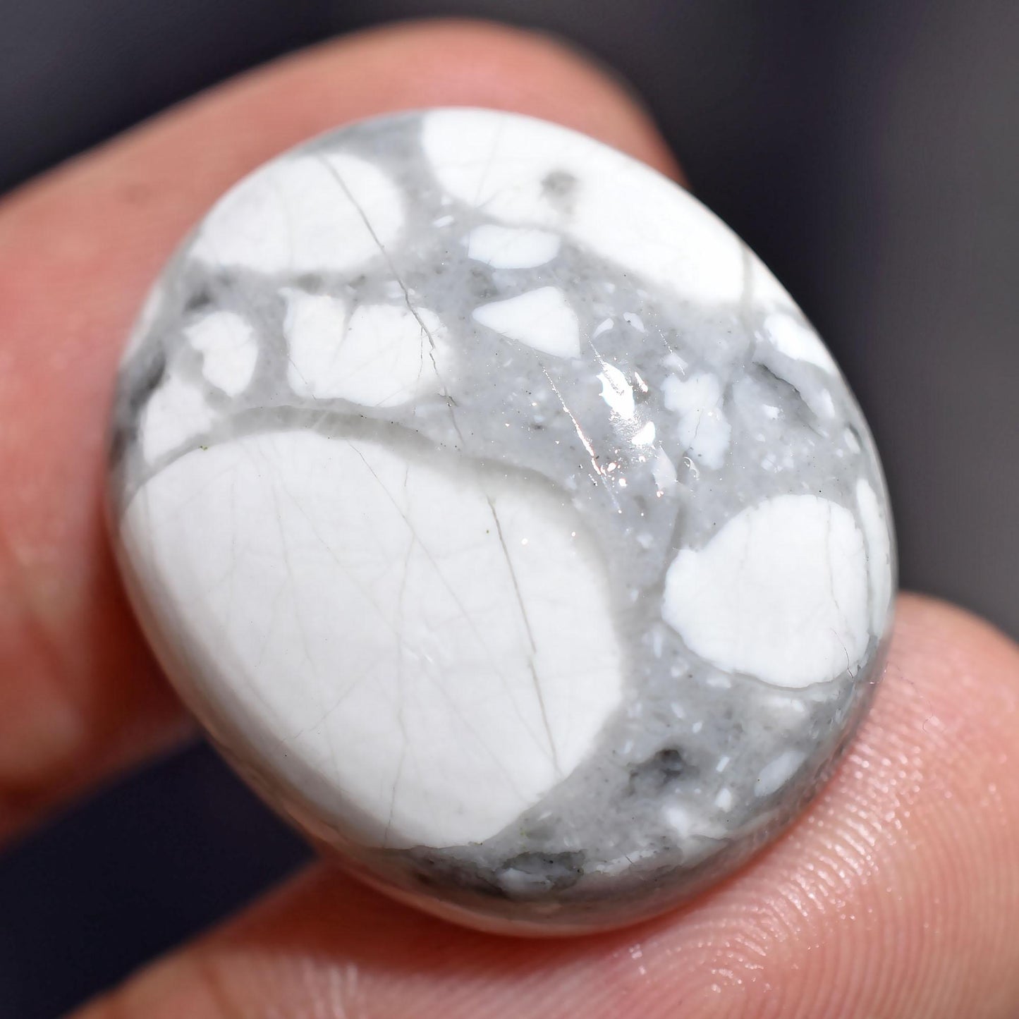 Top Quality White Howlite Cabochon - Oval Flat Back Stone for Jewelry & Pendants