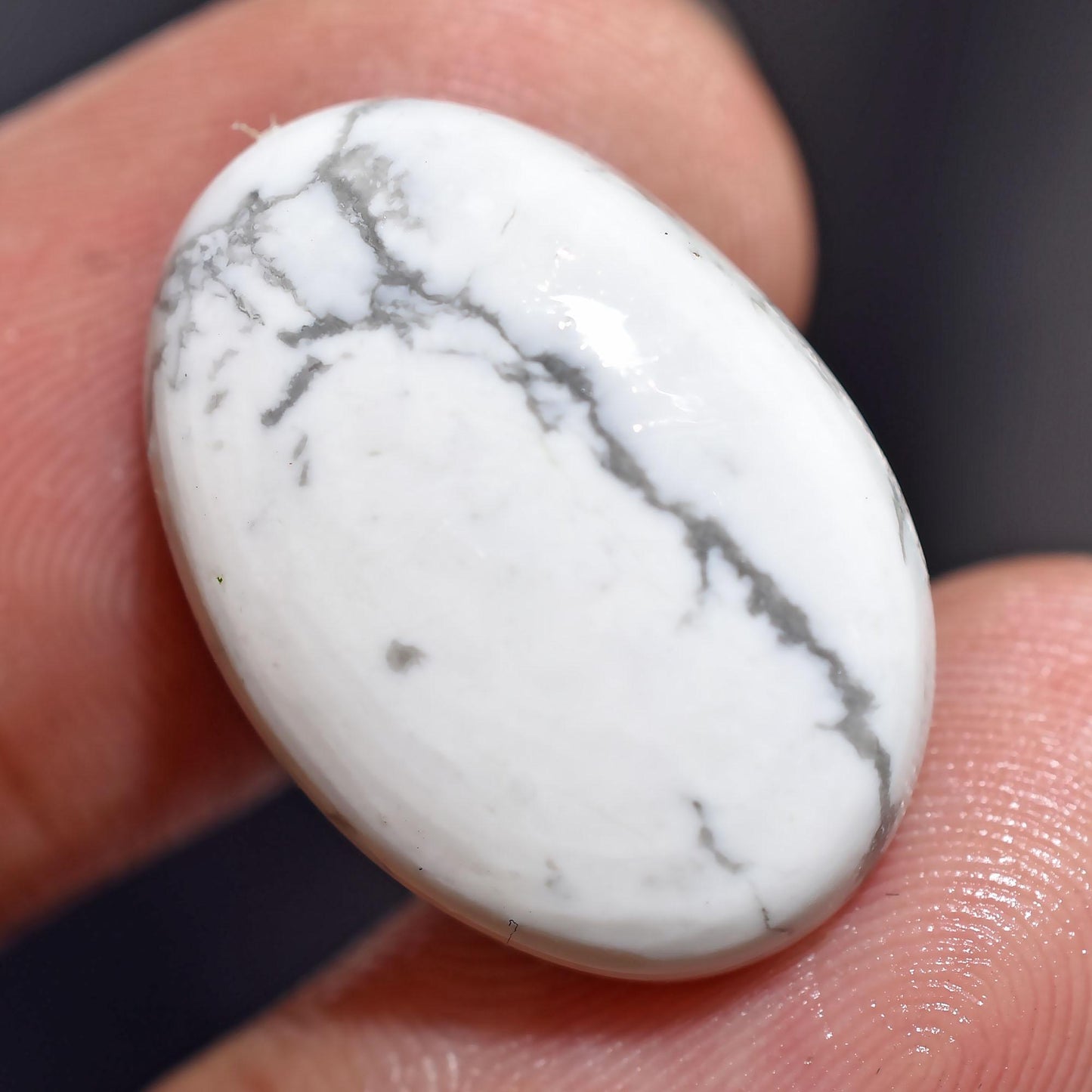 Natural White Howlite Cabs - Oval Smooth Polished Cabochons for Jewelry & Pendants