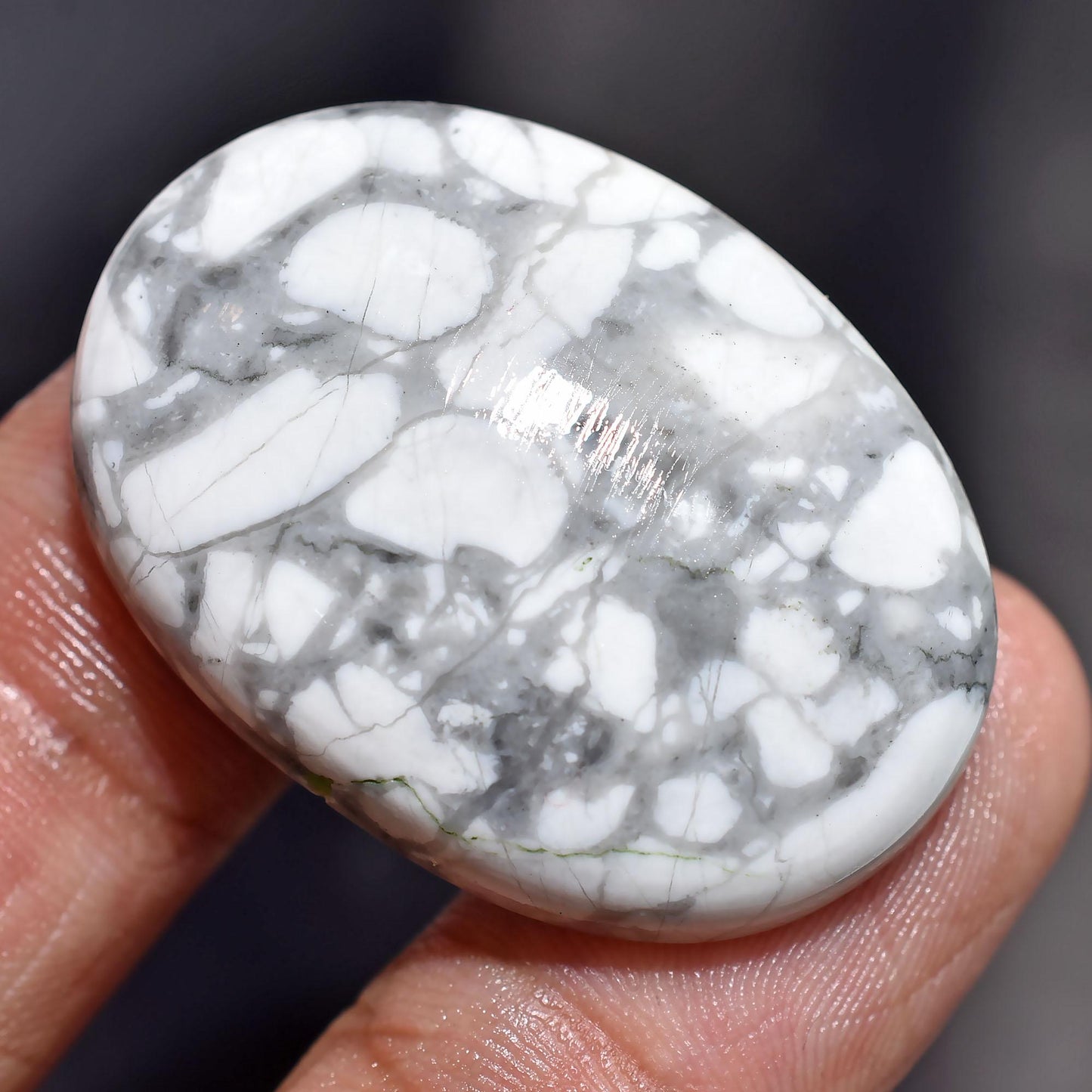 Natural White Howlite Cabs - Oval Smooth Polished Cabochons for Jewelry & Pendants