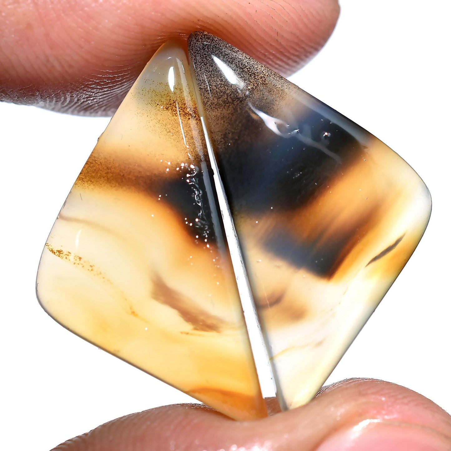 Natural Montana Agate Pair – Oval & Fancy Shape Flat Back Cabochons for Earrings