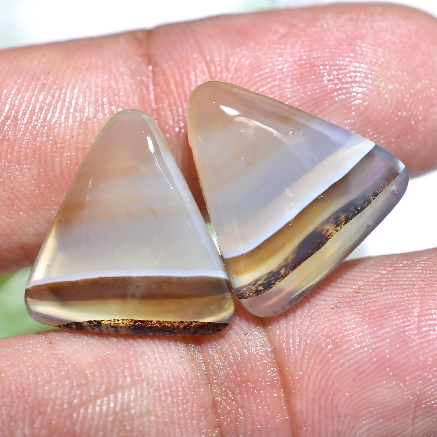 Beautiful Montana Agate Pair – Natural Fancy Shaped Gemstones for Jewelry Making