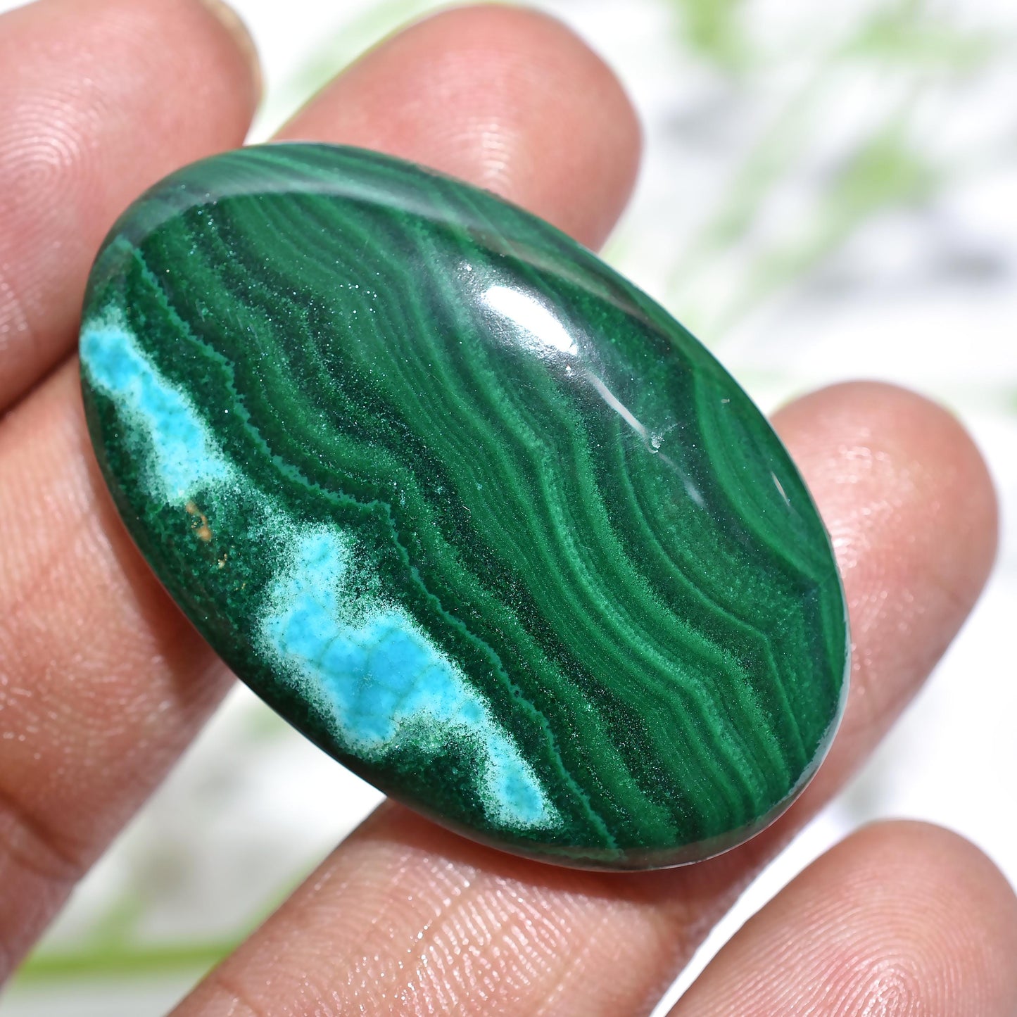 Attractive Green Malachite Oval Cabochon - 100% Natural Healing Crystal Gemstone"
