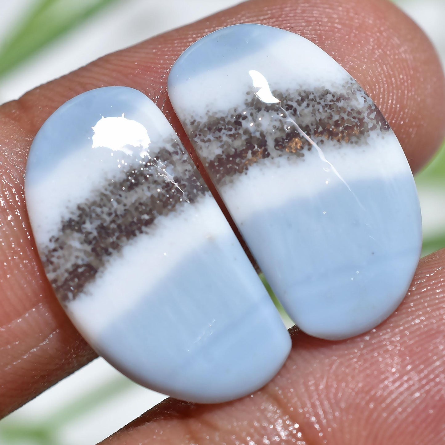 Natural Owyhee Blue Opal Pair - Fancy Shaped Gemstones for Earrings