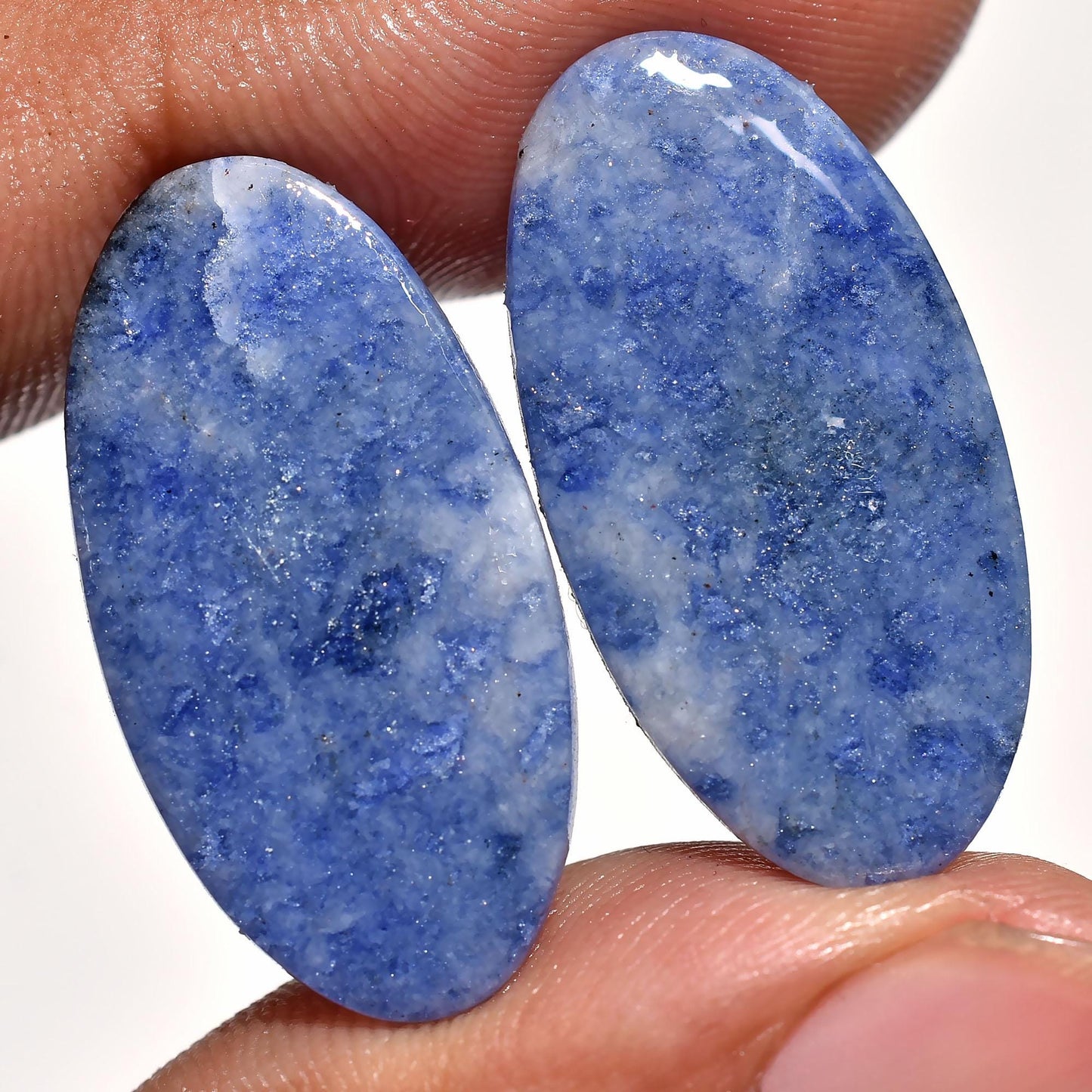 High Quality Blue Sodalite Pair Gemstone – Oval Smooth Matched Pair for Earrings