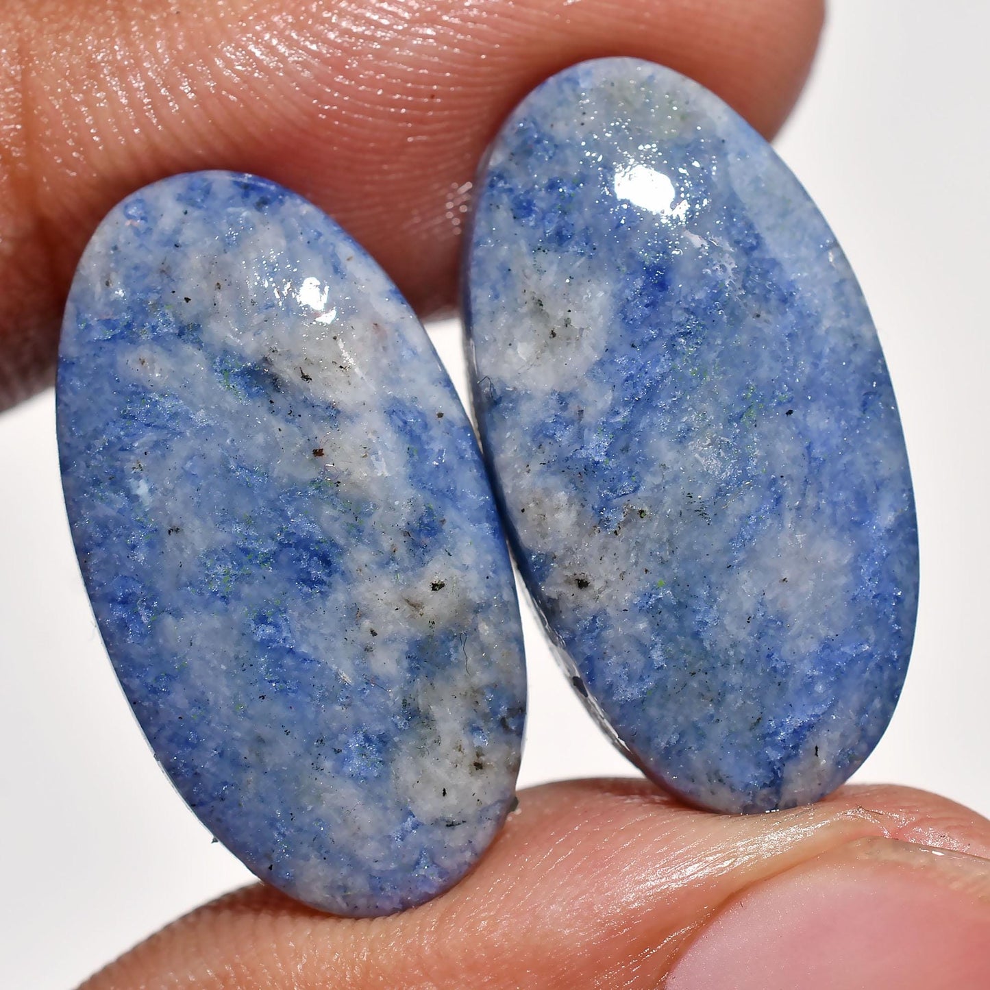 High Quality Blue Sodalite Pair Gemstone – Oval Smooth Matched Pair for Earrings