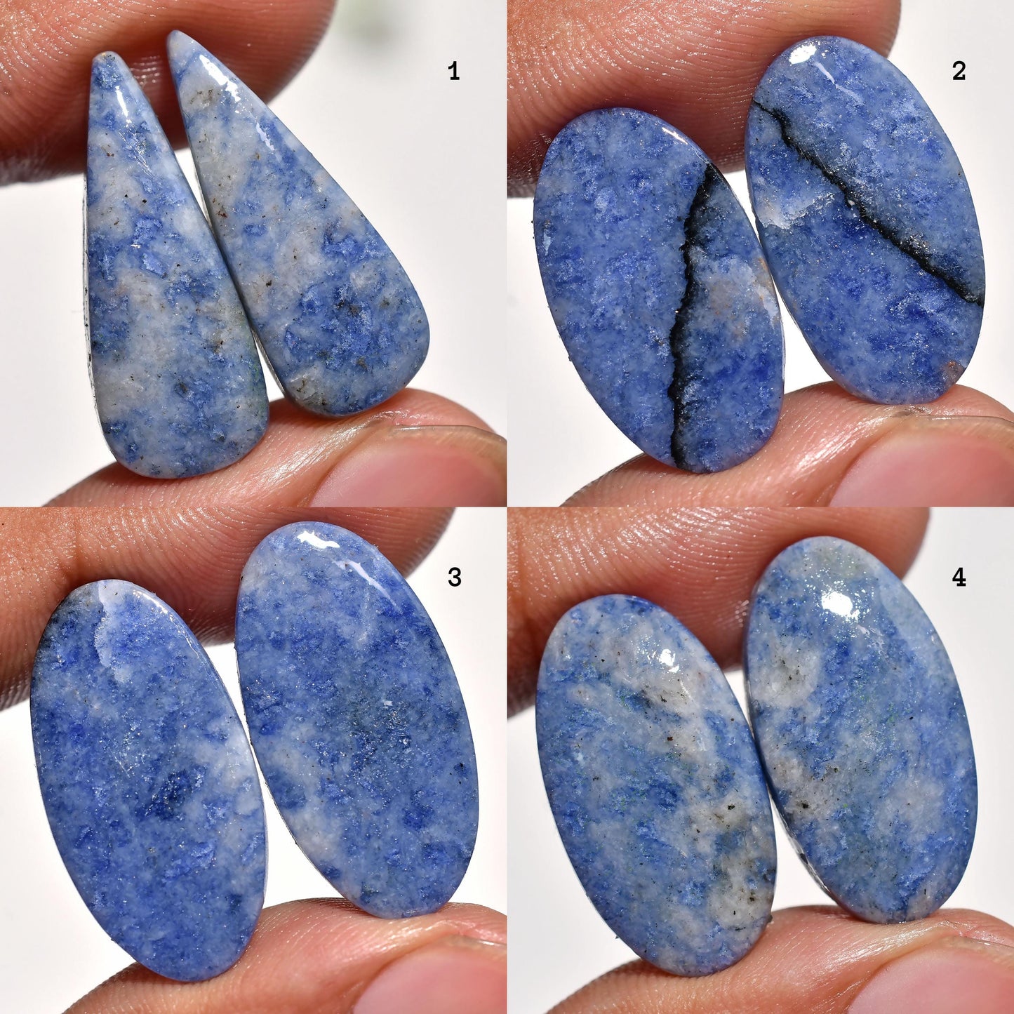 High Quality Blue Sodalite Pair Gemstone – Oval Smooth Matched Pair for Earrings