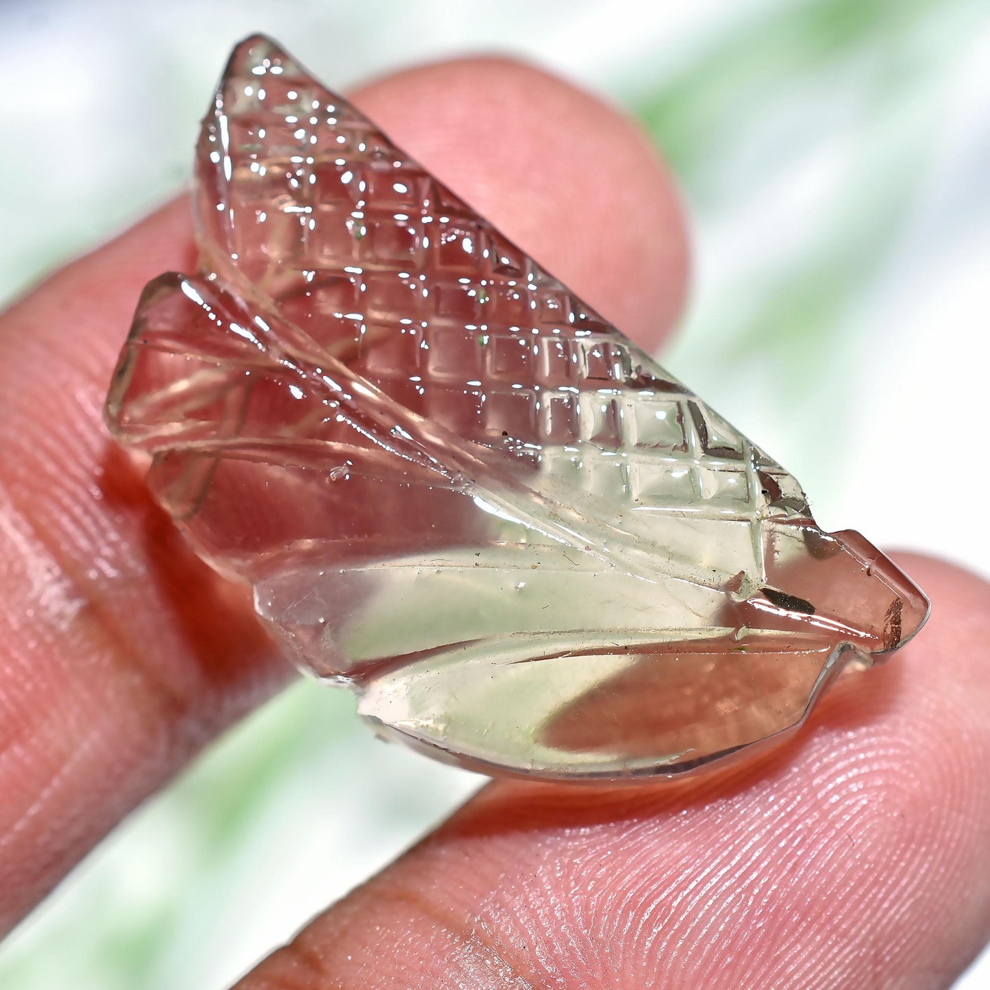 Stunning Multi Fluorite Leaf Shape Carved Gemstone – Natural Hand Carved Fluorite Cabochons