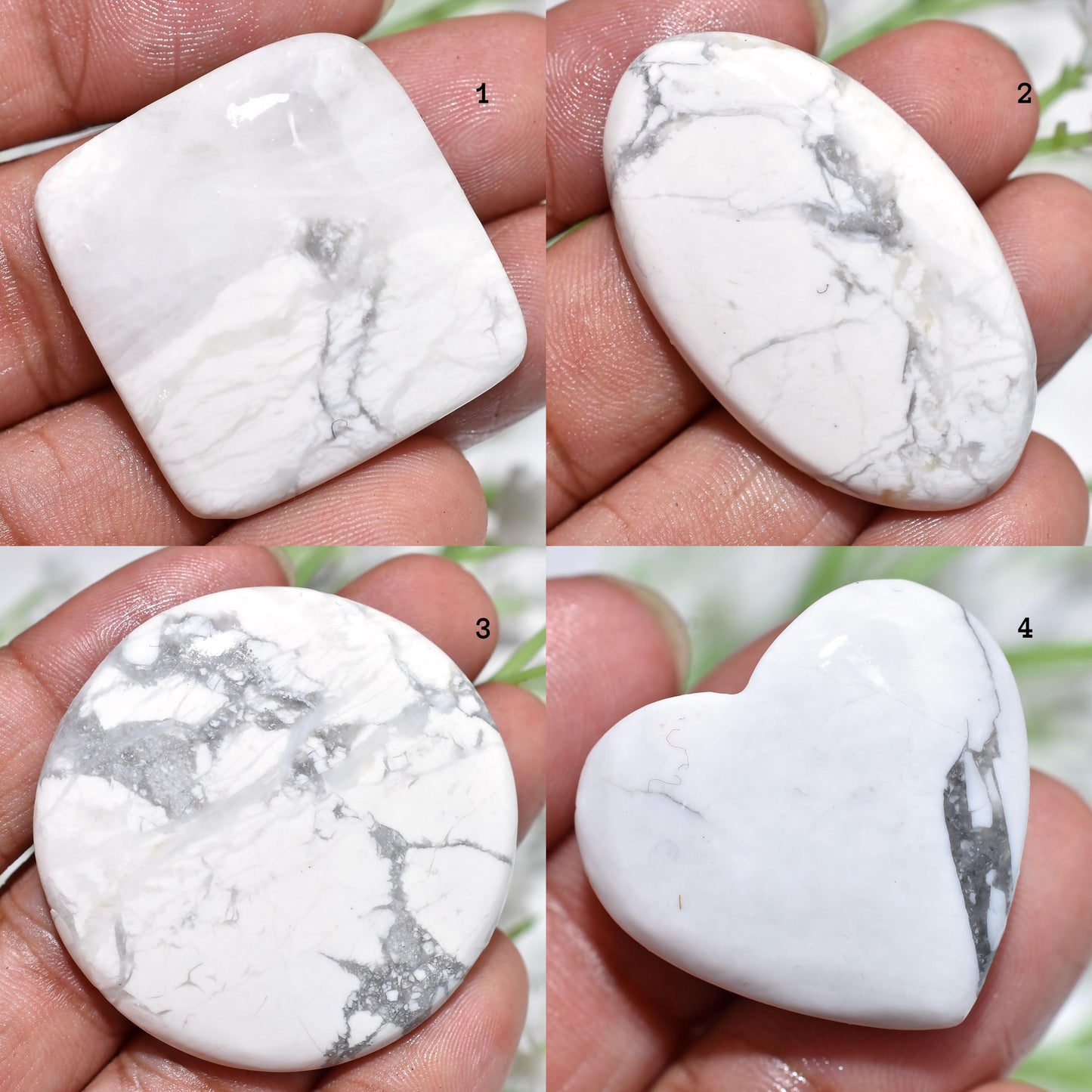 White Howlite Cabochon – Mixed Shaped Smooth Gemstone for Jewelry Making