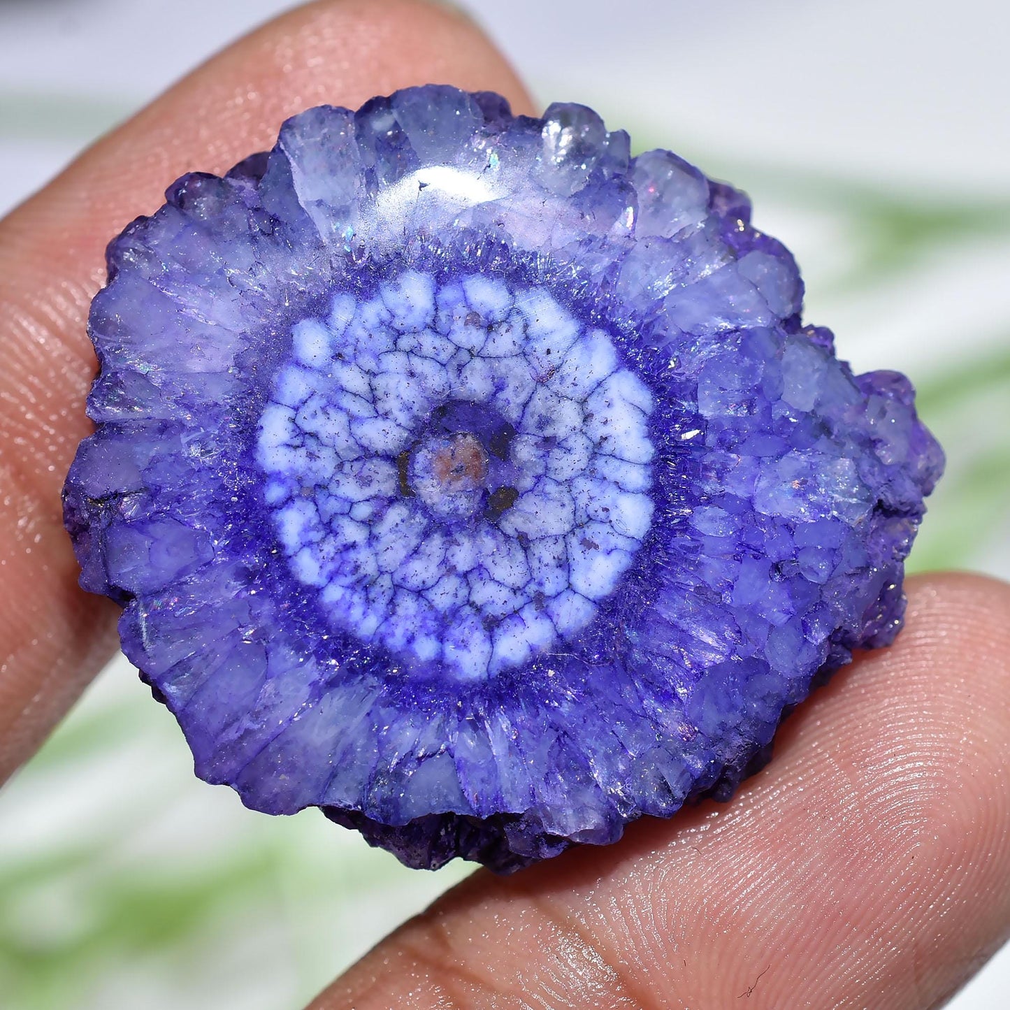 Awesome Blue Solar Quartz Slice Cabochon – Round Fancy Polished Gemstone for Jewelry