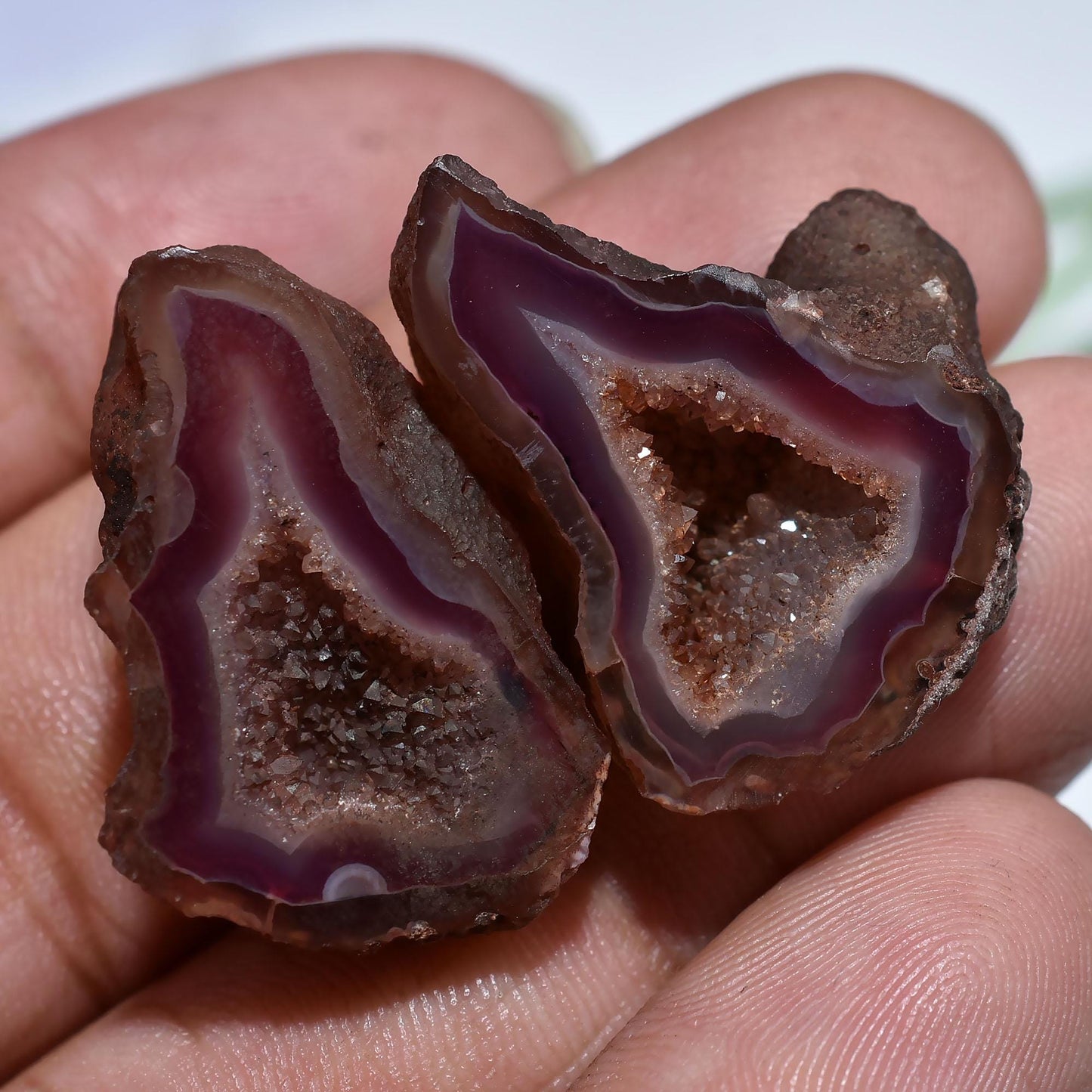 Window Druzy Slice Gemstone Pair – Brown Window Druzy Pairs for Earrings (19x25x11mm,/57ct)