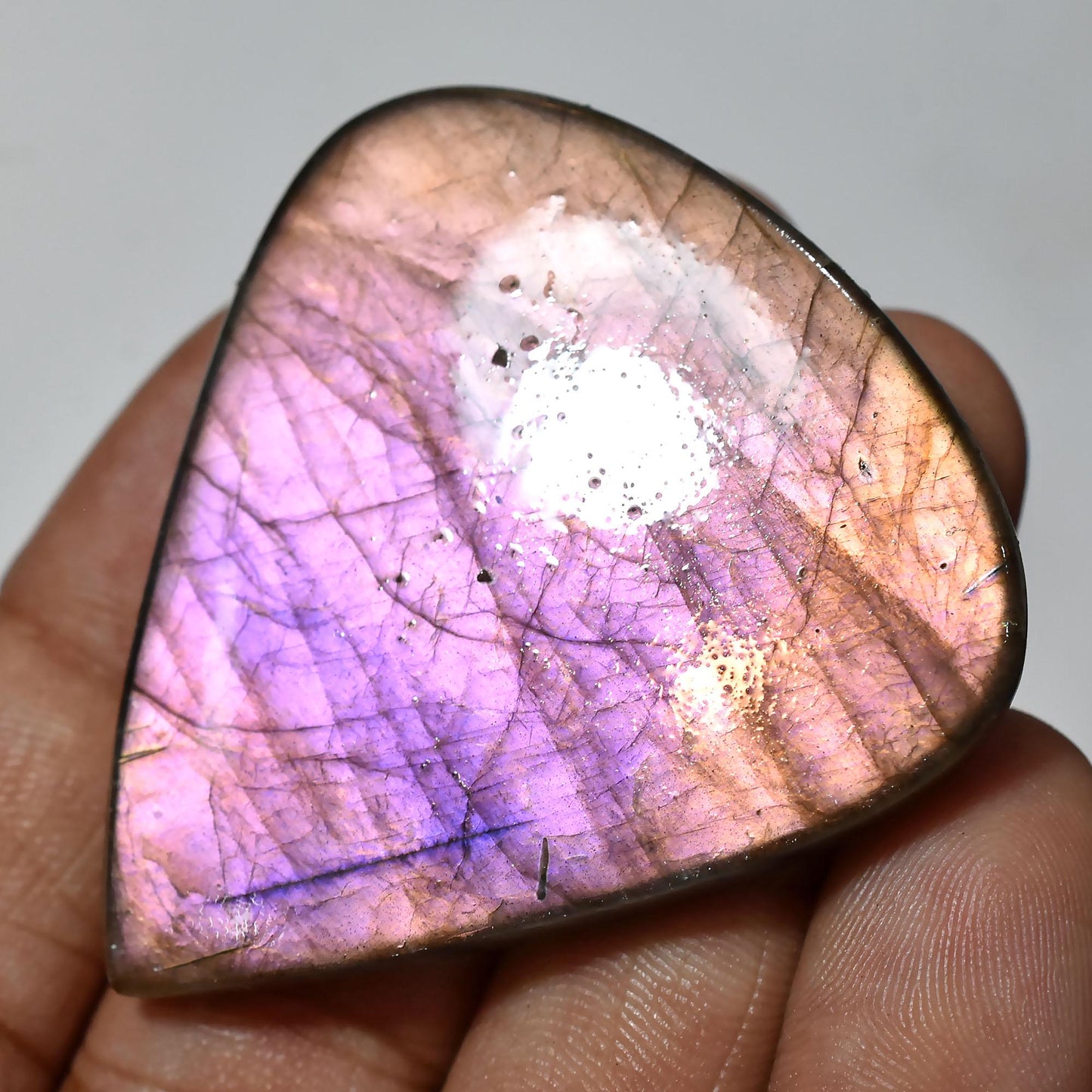 Attractive Purple Fire Labradorite Cabochon, Smooth Flat Back Stone for Jewelry Making