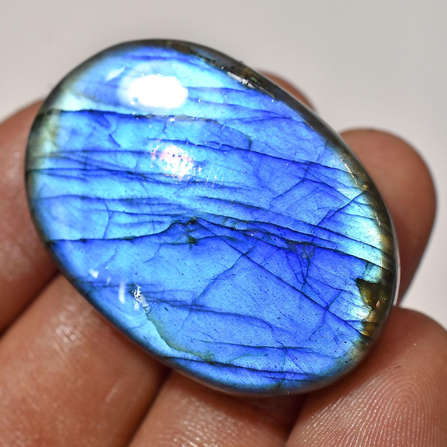 Amazing Quality Blue Labradorite Gemstone - Flashy Polished Oval Cabochon for Pendants