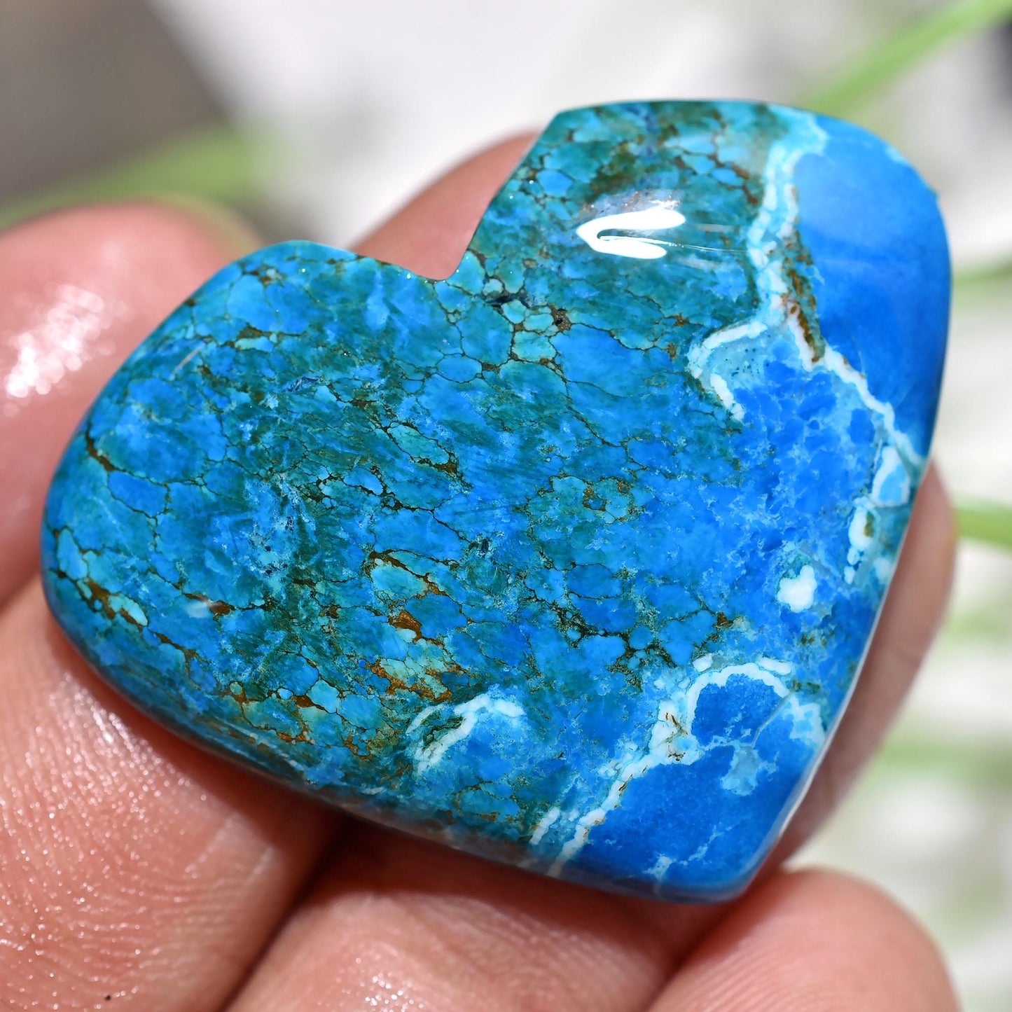 Heart Shape Wild Horse Gemstone – Turquoise Blue Wild Horse Cabochon for Healing Stone