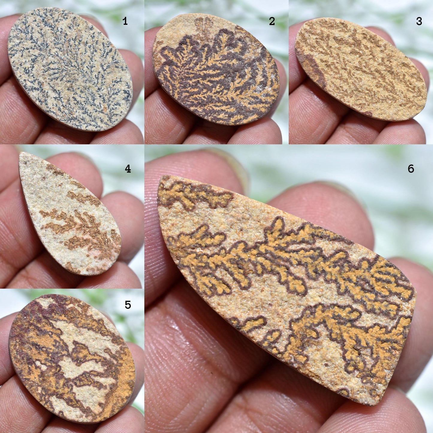 Authentic Psilomelane Dendrite Fossil Cabochons – Mixed Shape Natural Stones for Handmade Jewelry