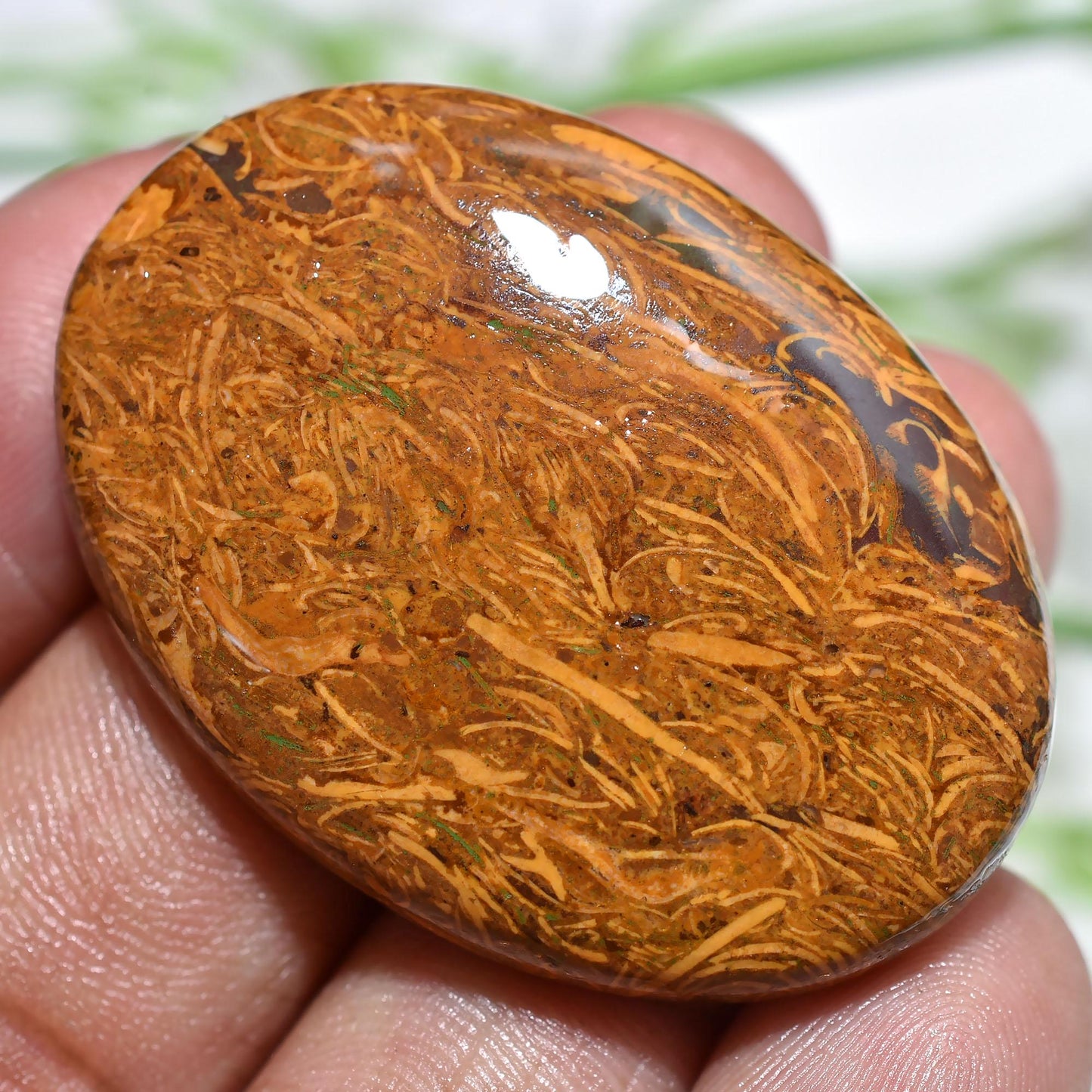 Buy Natural Brown Mariam Jasper Cabochon – Designer Oval Shape Gemstone for Jewelry Making
