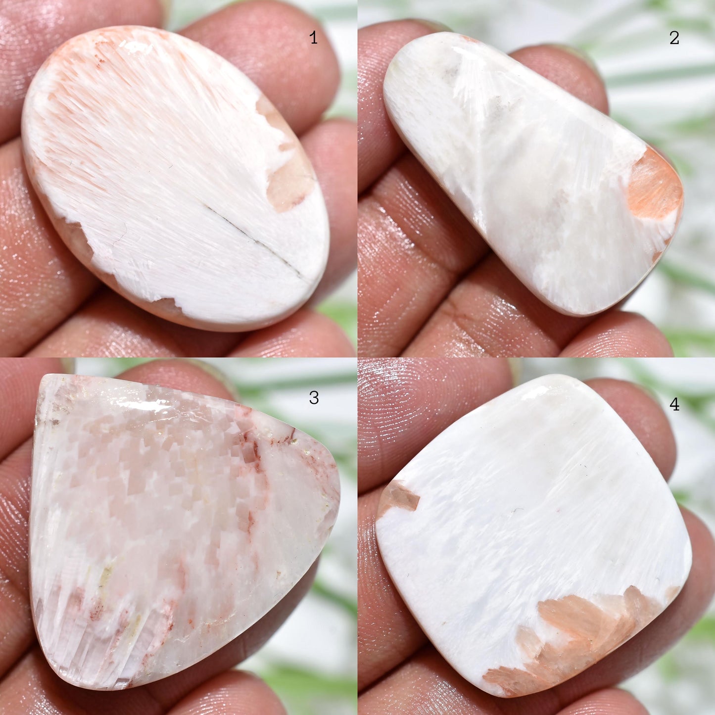 Natural Peach Scolecite Cabochons, Wholesale Designer Gemstones for Jewelry Making