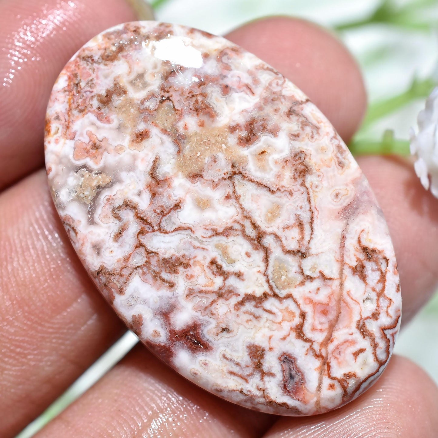 Brown Rosetta Jasper Cabochon – Oval Shaped Loose Stone for Custom Jewelry