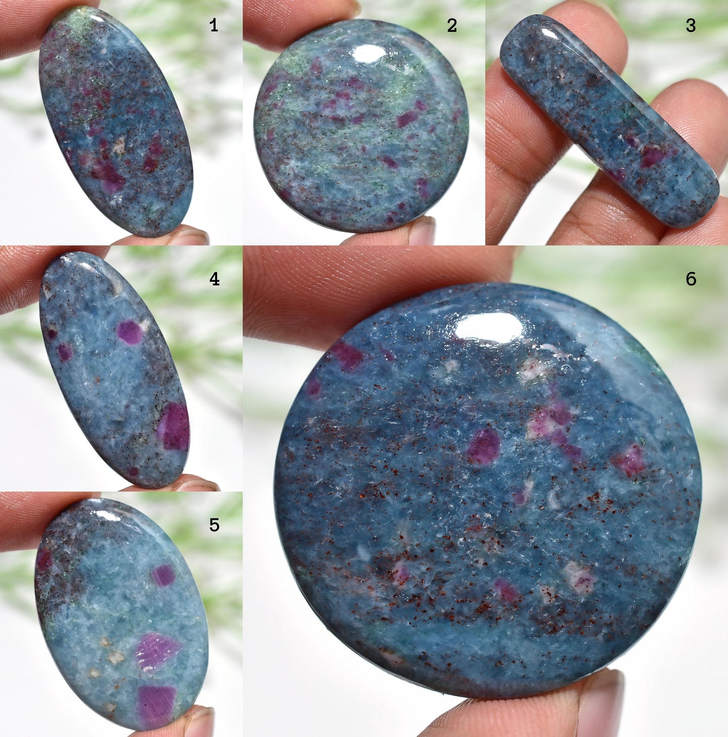 Natural Blue Ruby Kyanite Cabochon – Mix-Shaped Gemstones for Jewelry