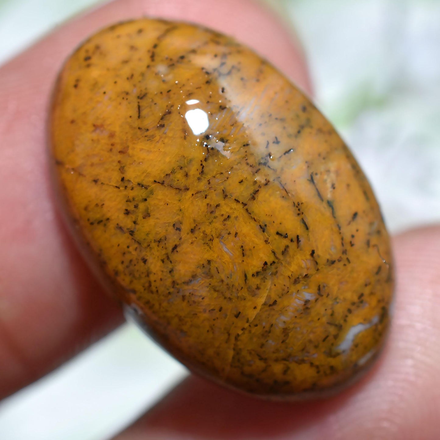Yellow Dendrite Opal Cabochon - Natural Oval Loose Gemstone