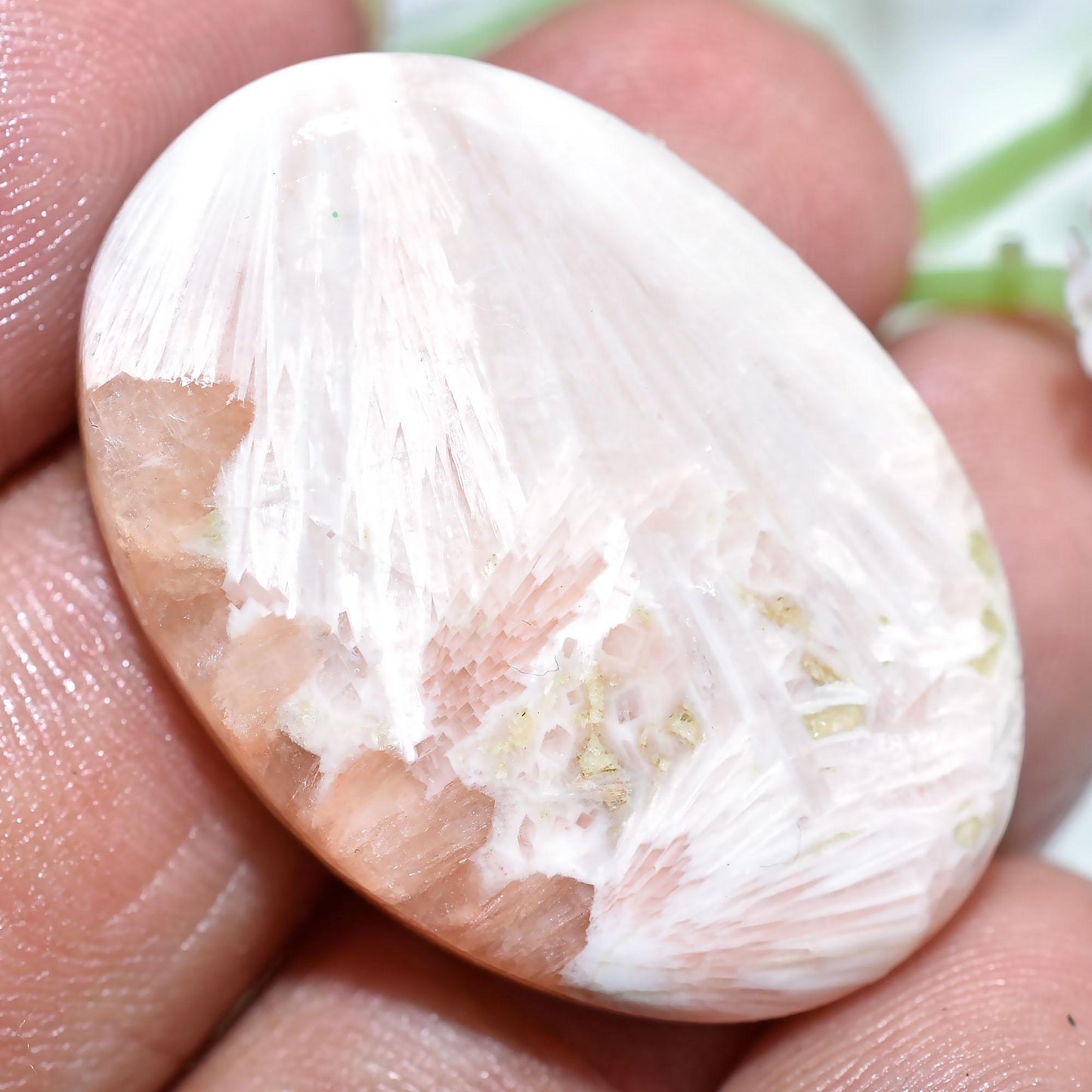 Peach Scolecite Cabochon - Natural Oval Shape Gemstone for Jewelry Making
