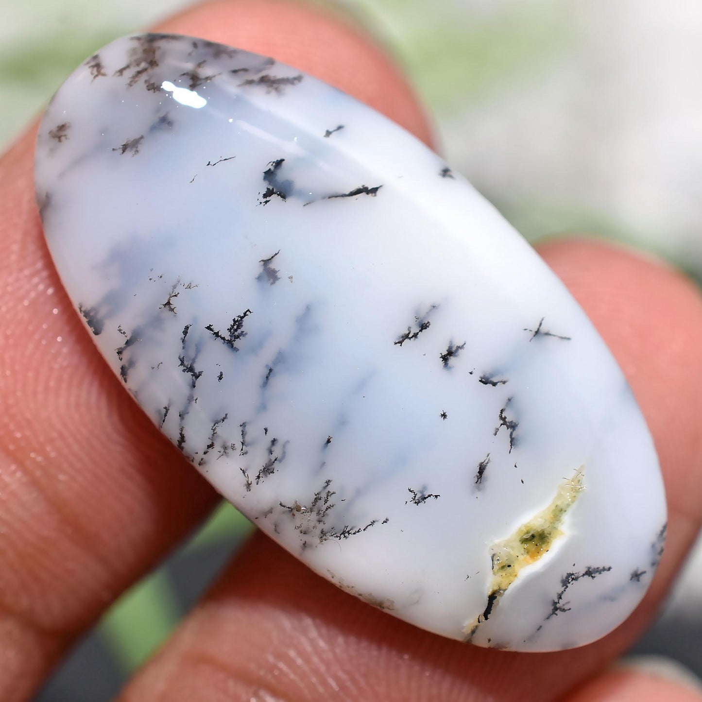 Oval Dendrite Opal Cabochon, Natural Crystal for Jewelry Crafting