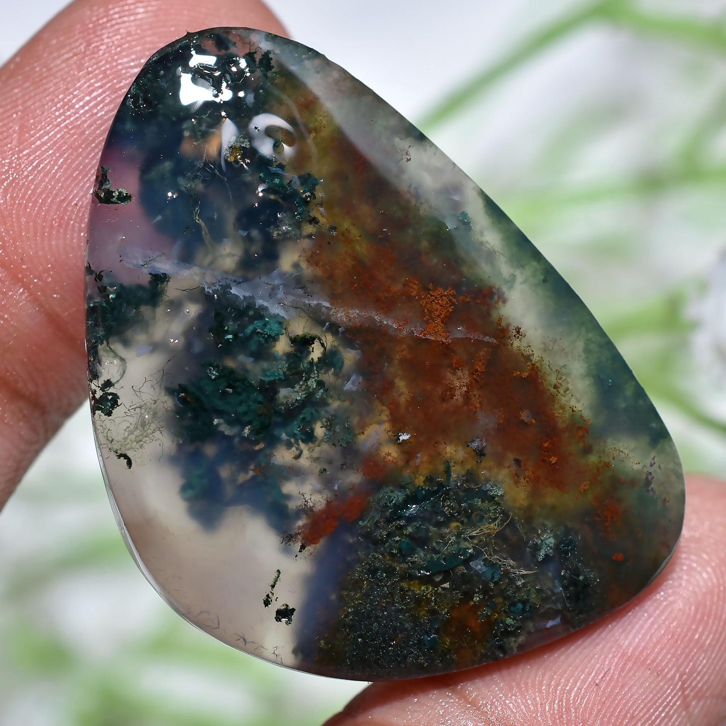 Attractive Moss Agate Cabochon – Fancy Shaped Designer Stone for Jewelry