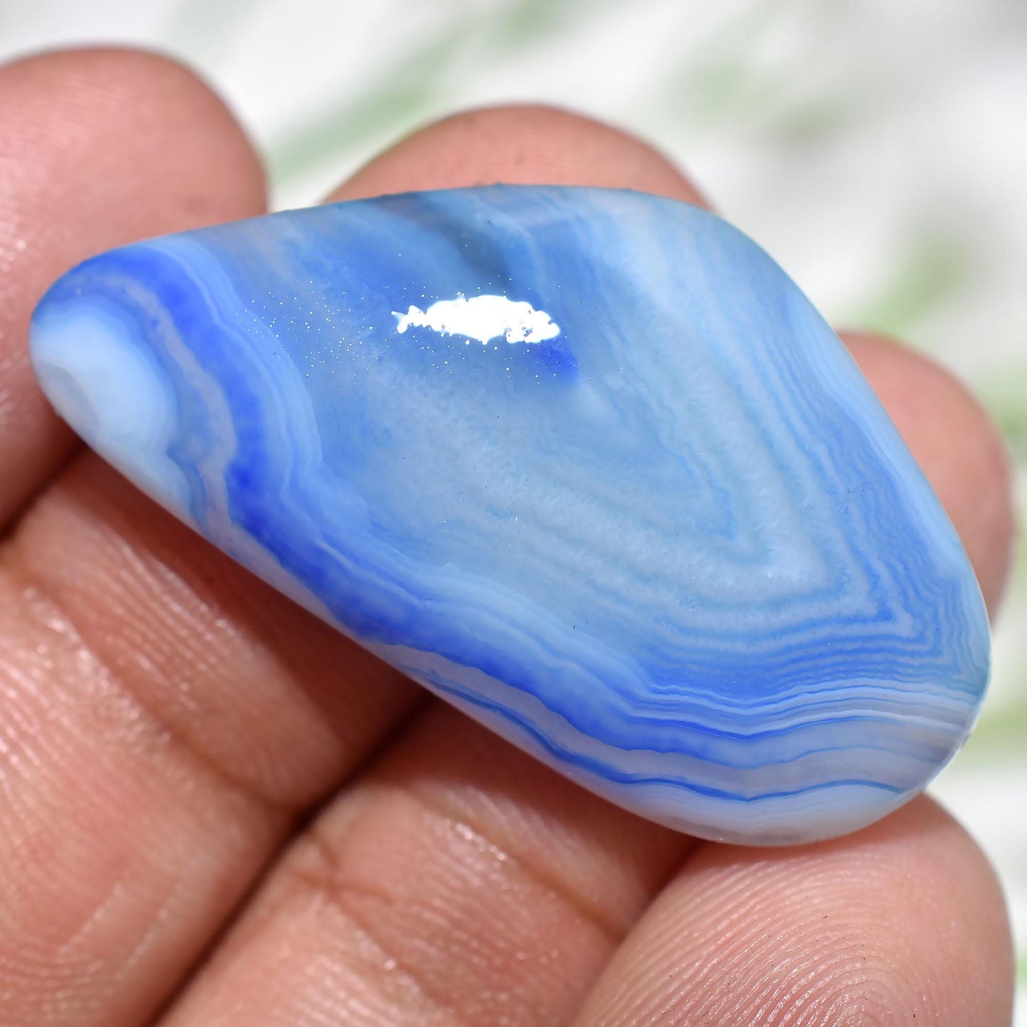 Blue Botswana Agate Stone, Solar Quartz Slice for Jewelry