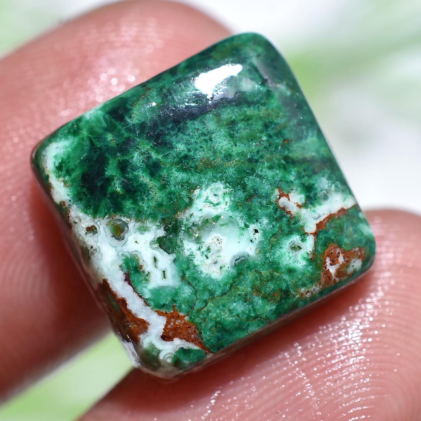 Green Chrysocolla Cabochon, Square Loose Gemstone for Jewelry